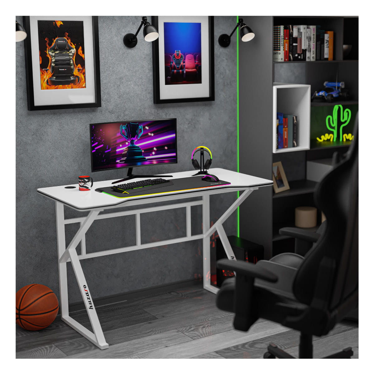 Huzaro Hero 1.6 White gamingbureau, 120 cm