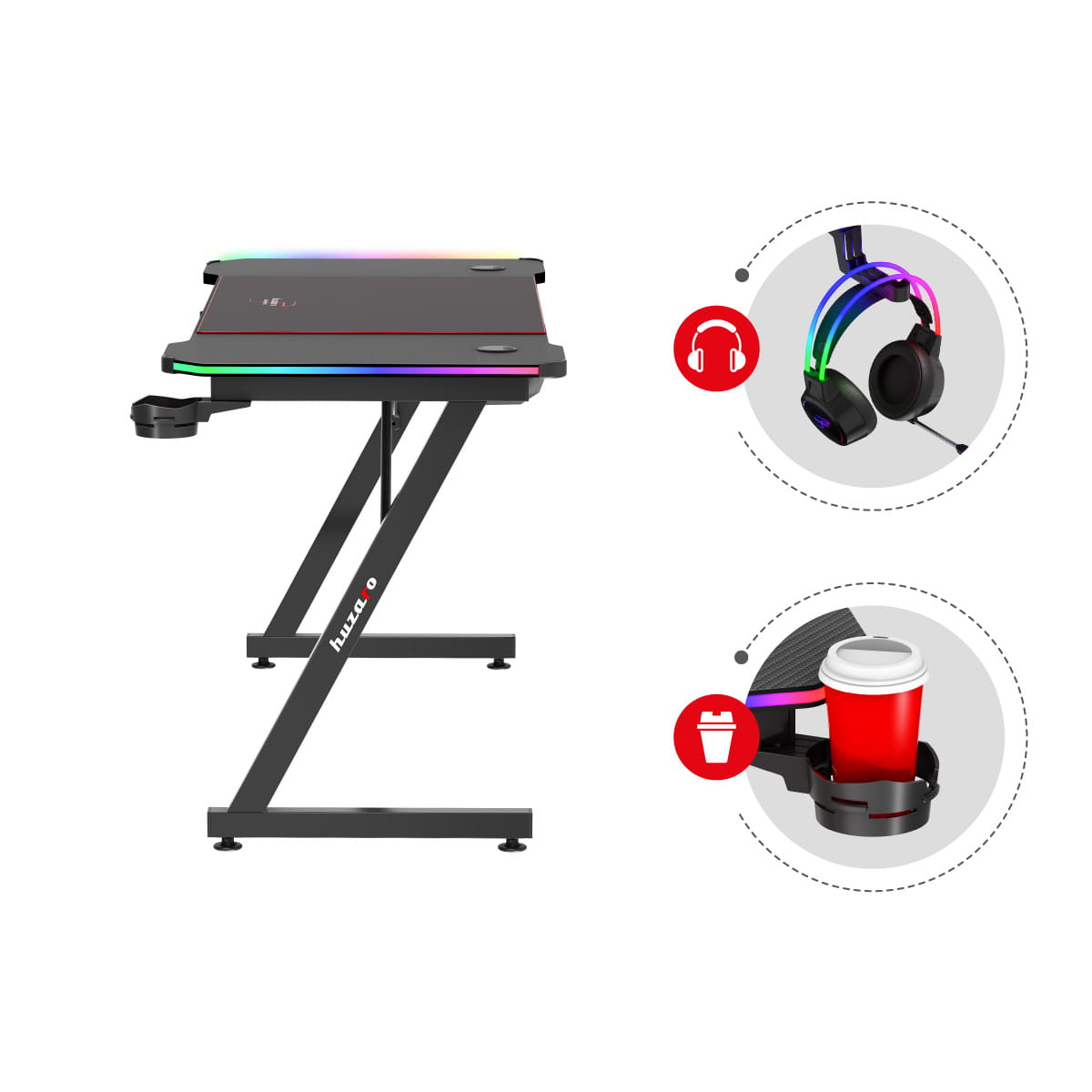 Huzaro Hero 4.8 RGB gamingbureau, 160 cm