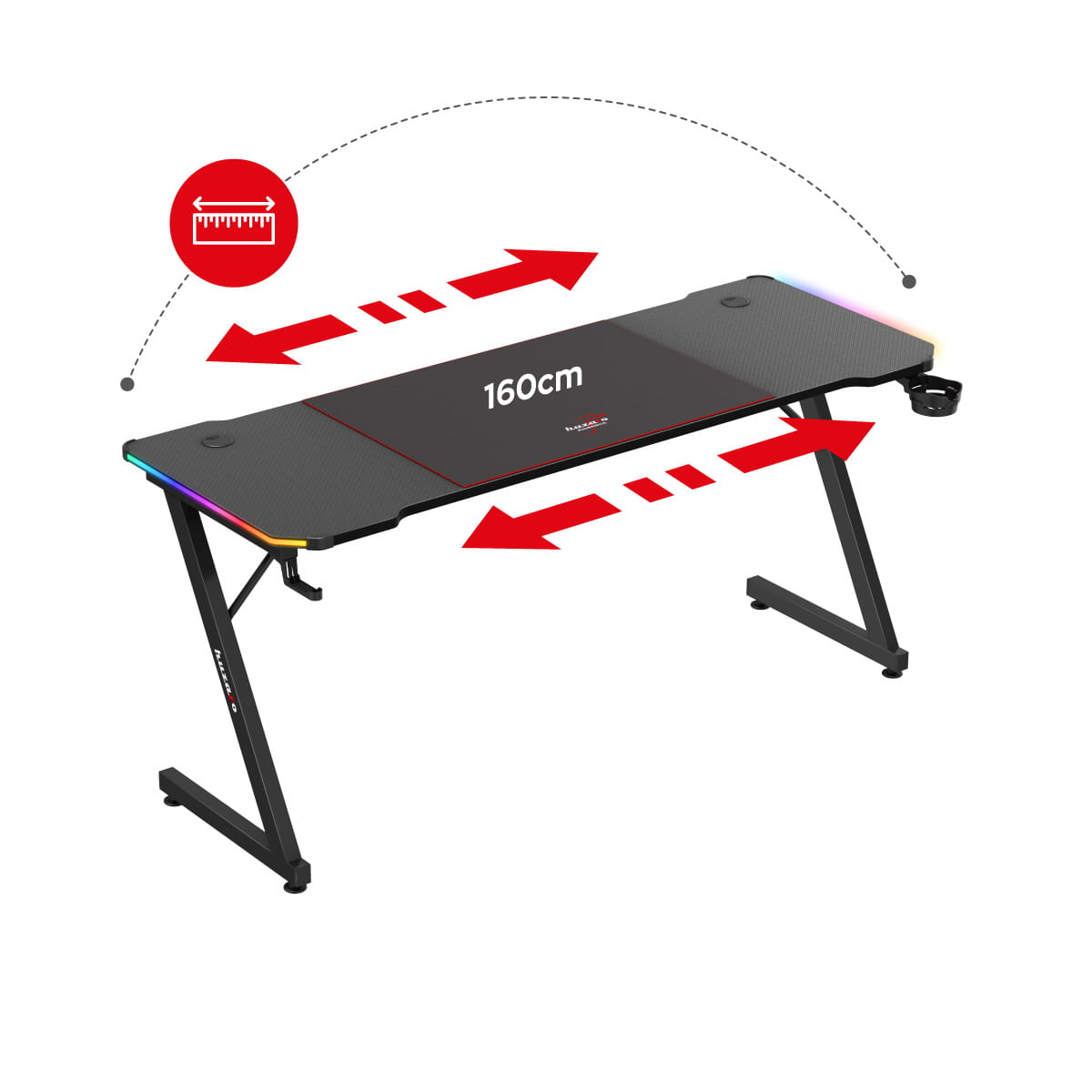 Huzaro Hero 4.8 RGB gamingbureau, 160 cm