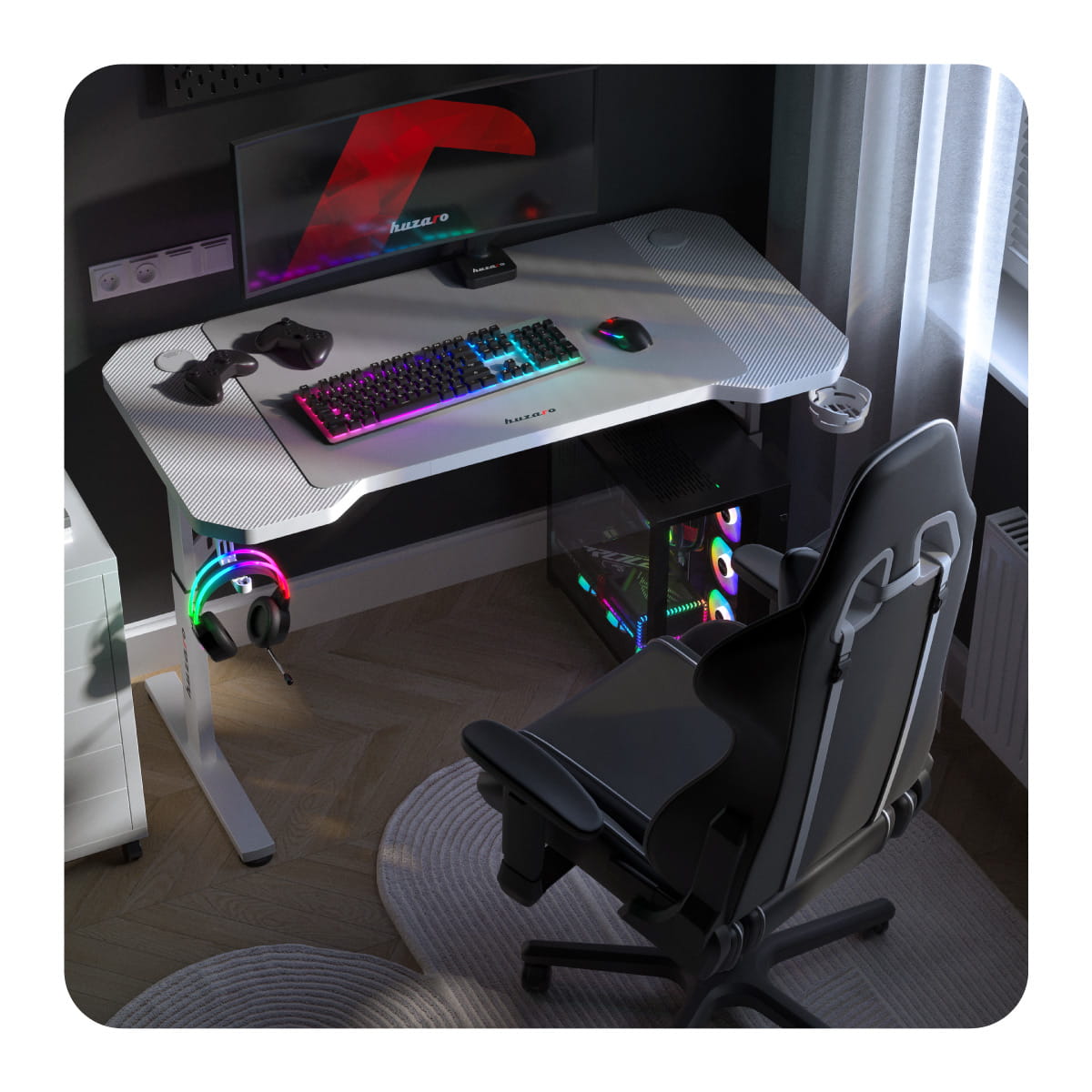 Huzaro Hero 2.6 White gamingbureau, 120 cm