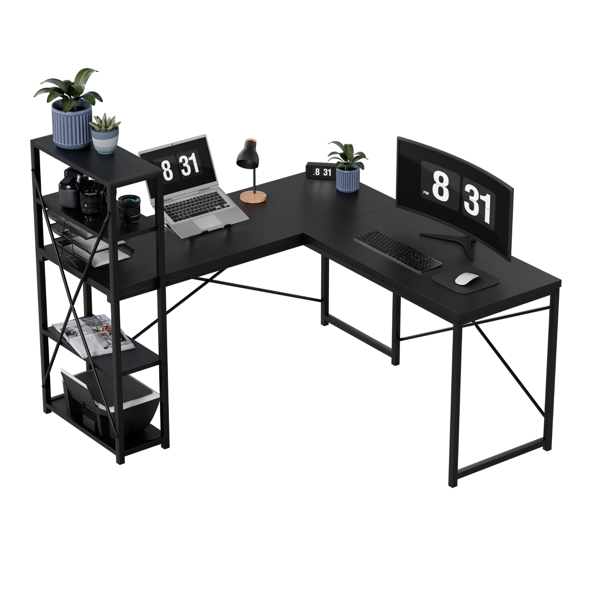 Hoekbureau met planken Mark Adler Leader 5.9 Black 145 cm