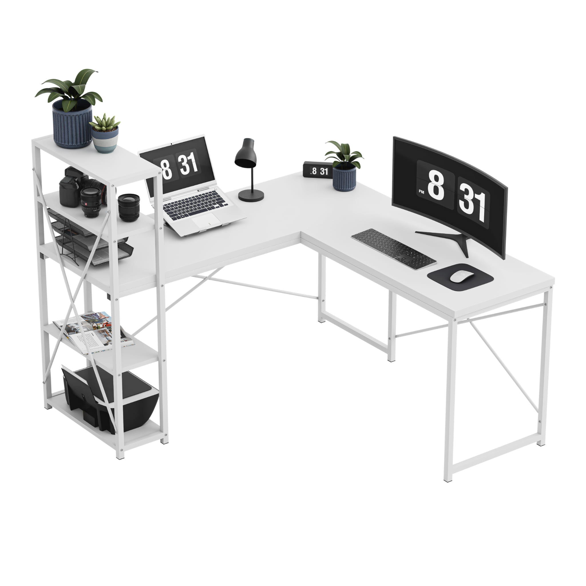 Hoekbureau met planken Mark Adler Leader 5.9 White 145 cm