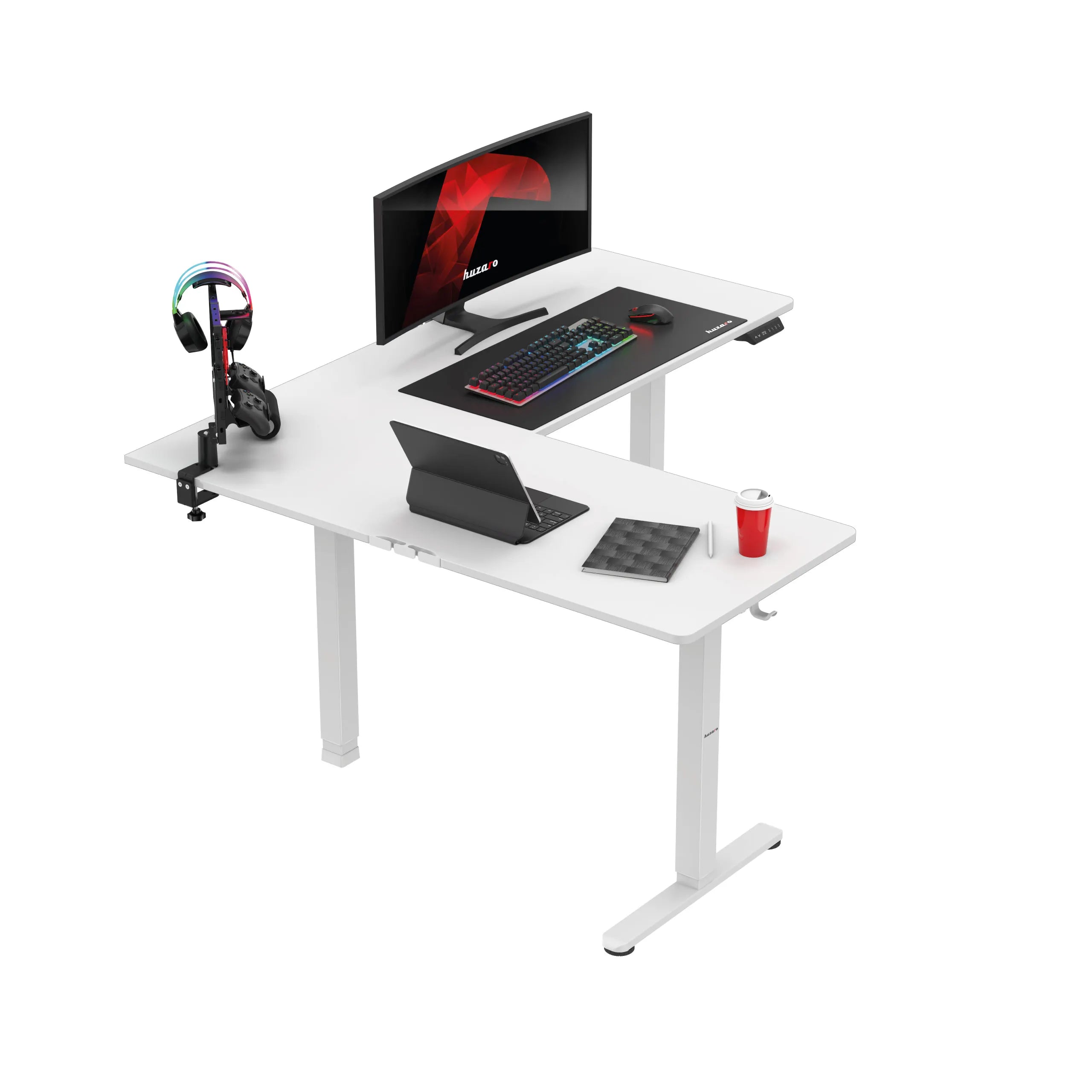 Huzaro Hero 9.5 White elektrisch hoekbureau, 160 cm