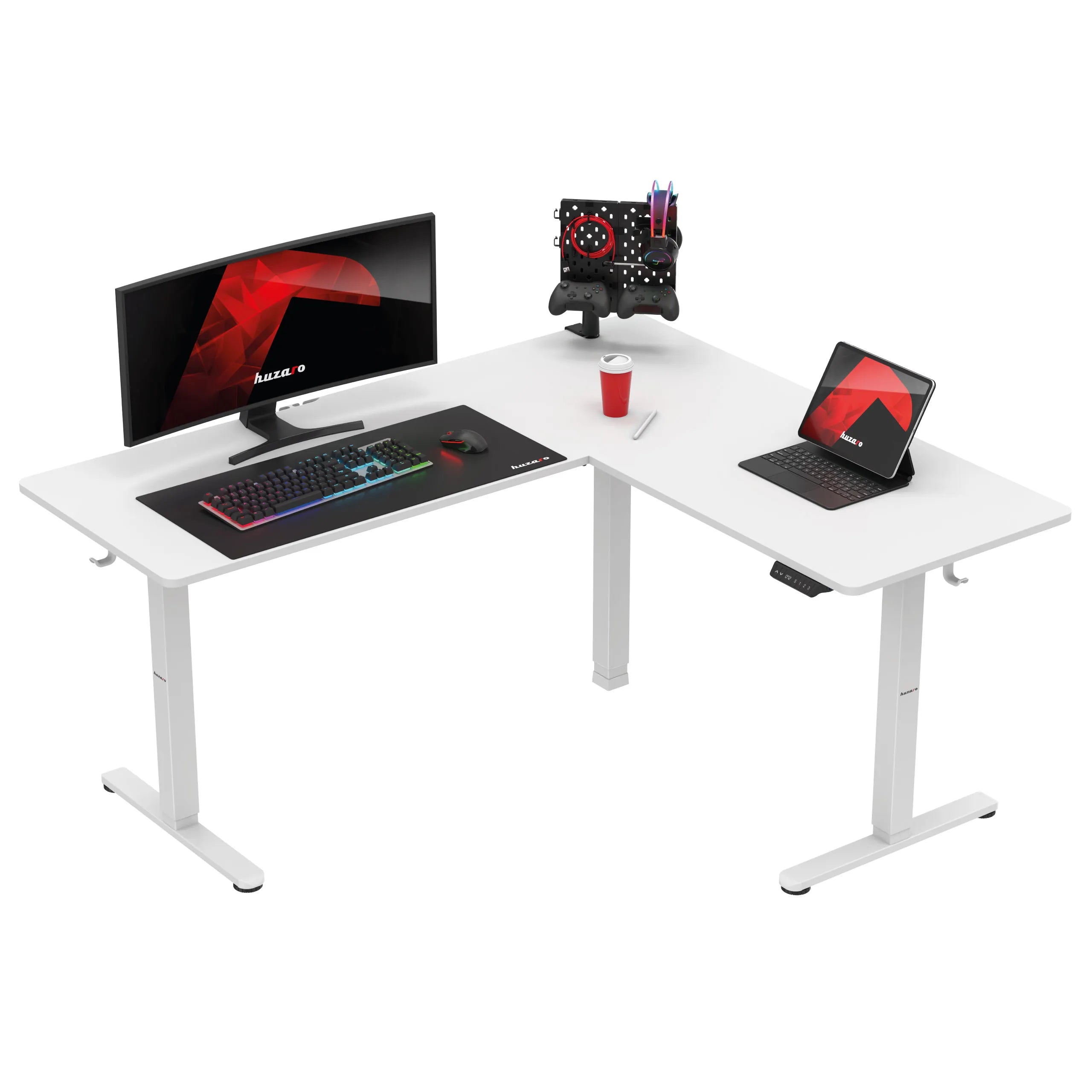 Huzaro Hero 9.5 White elektrisch hoekbureau, 160 cm