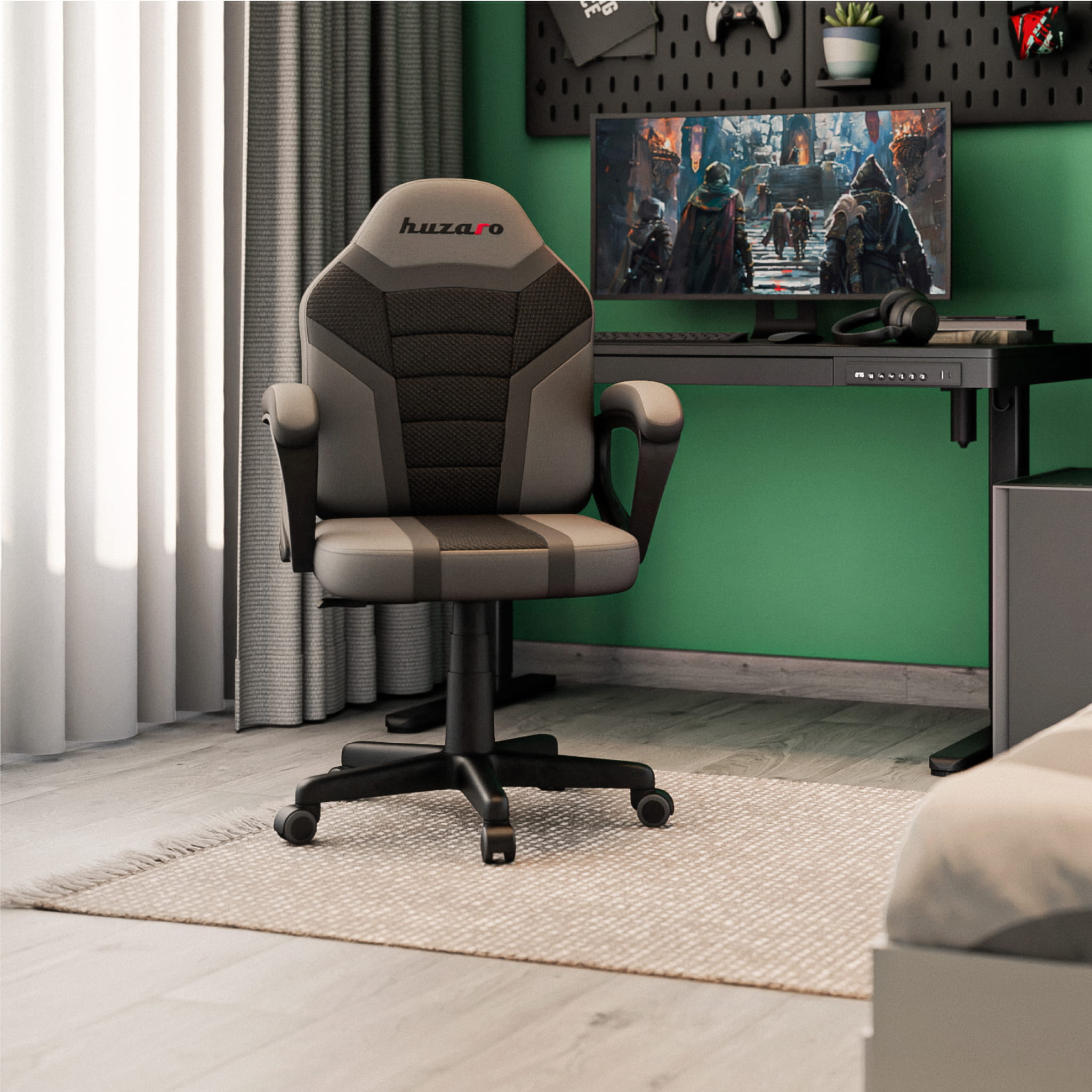 HUZARO RANGER 1.0 Grey Mesh gamingstoel voor kinderen