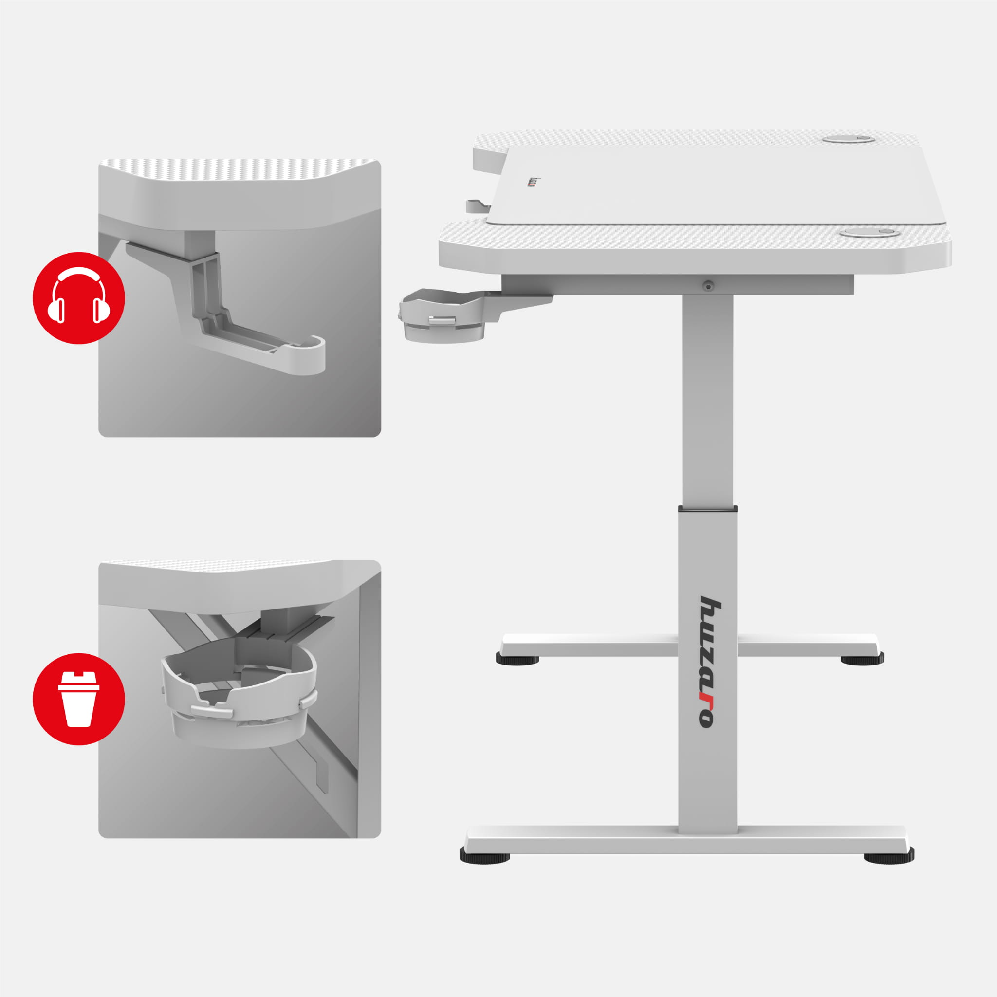 Huzaro Hero 2.6 White gamingbureau, 120 cm