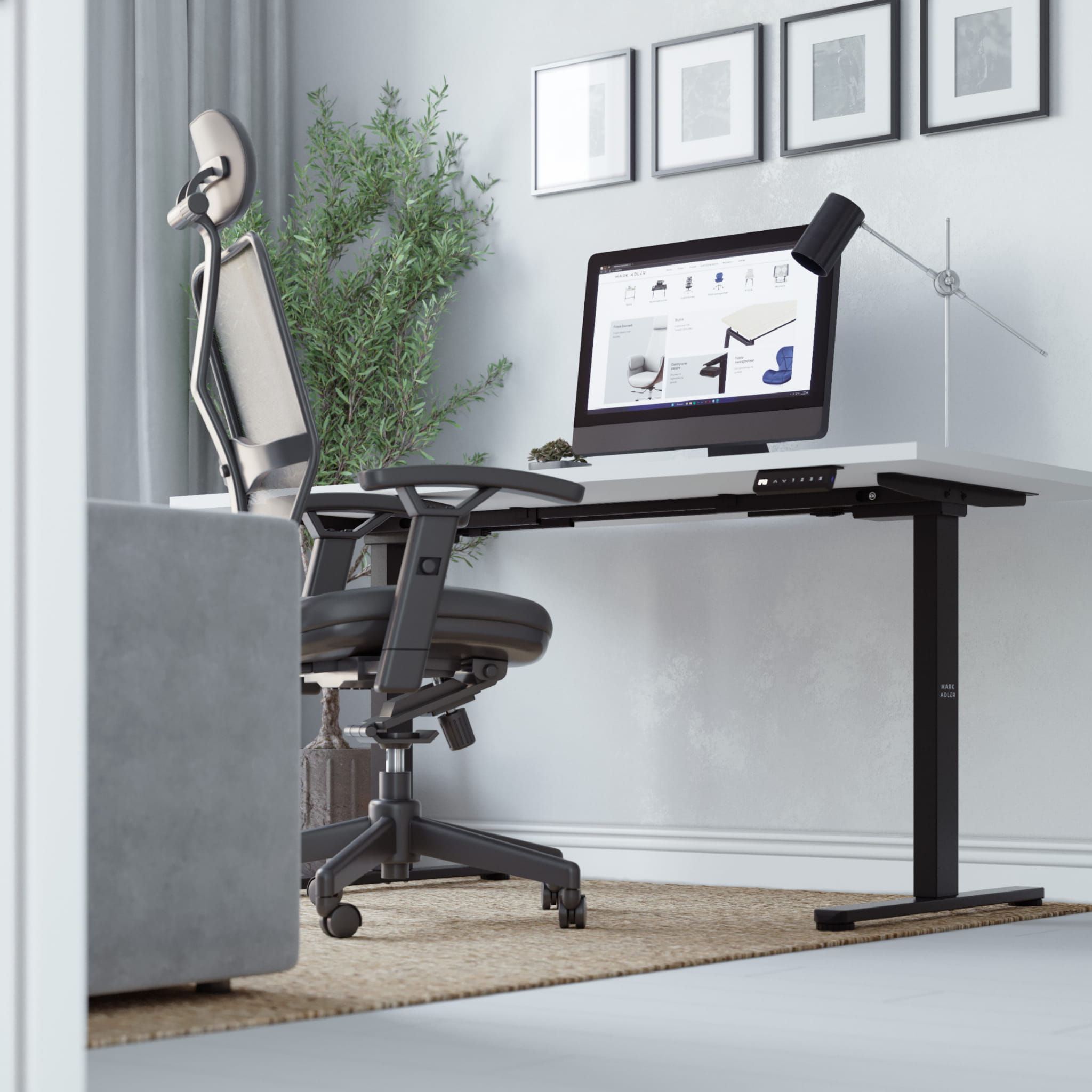 Mark Adler Xeno 4.5 Black elektrisch bureauframe met twee motoren, zwart