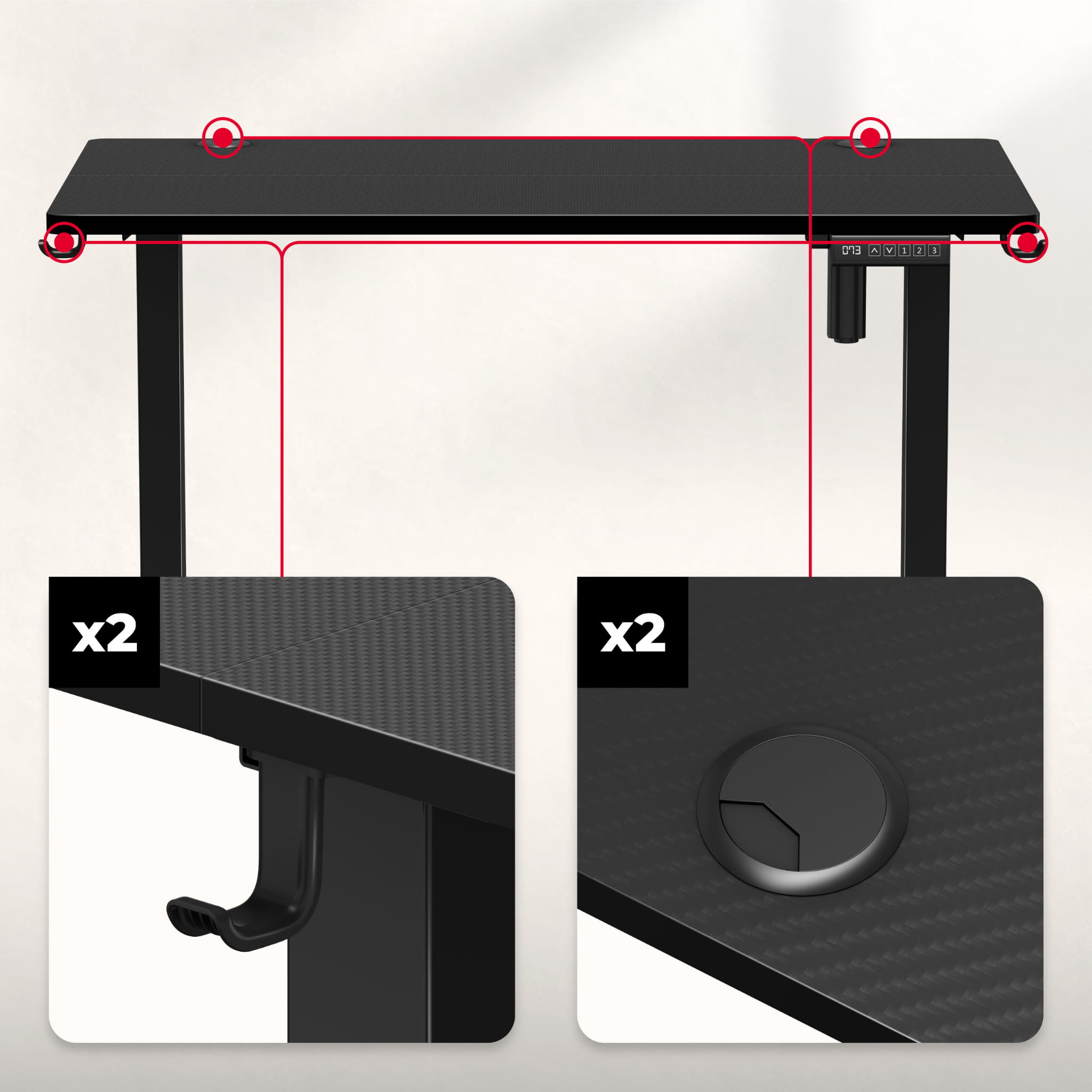 Huzaro Hero 7.9 Black elektrisch verstelbaar bureau, 100 cm
