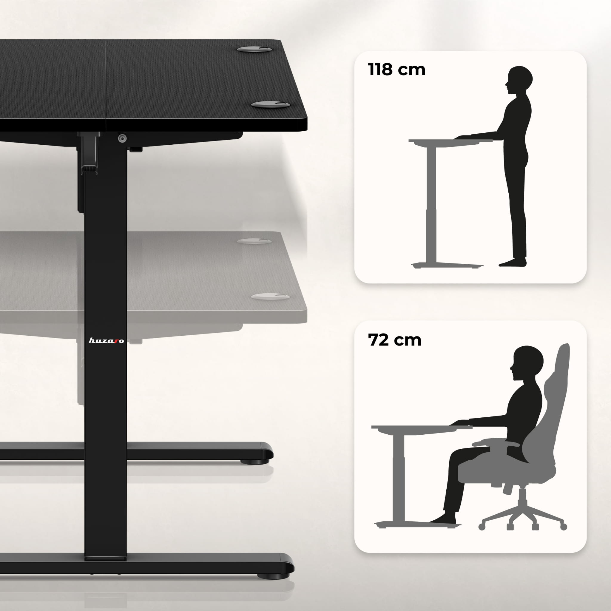 Huzaro Hero 7.9 Black elektrisch verstelbaar bureau, 100 cm