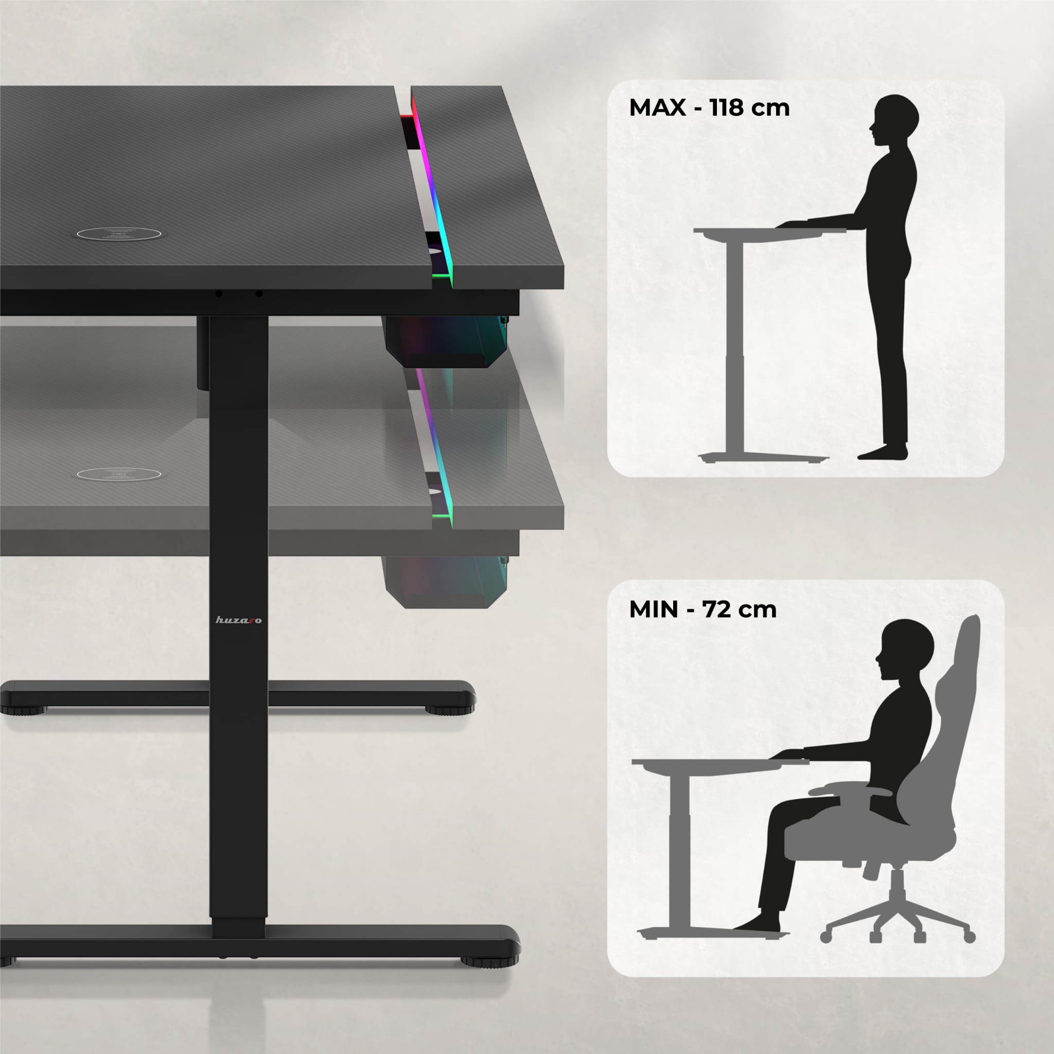 Huzaro Hero 8.7 RGB LED elektrisch bureau, 140 cm