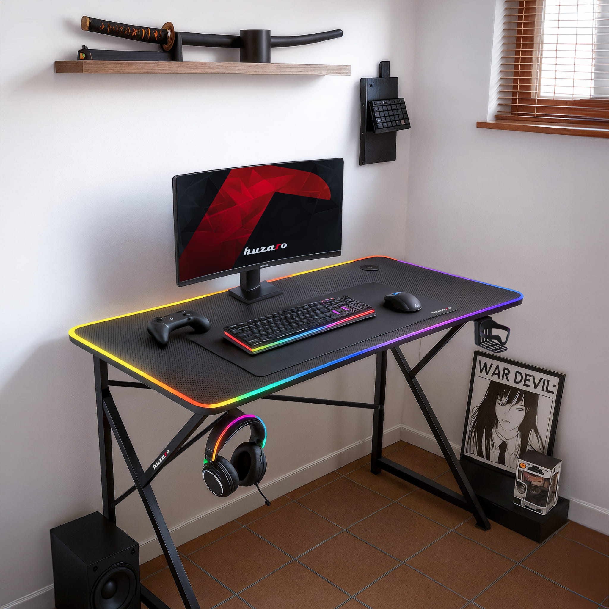 Huzaro Hero 1.7 RGB Black gamingbureau, 120 cm