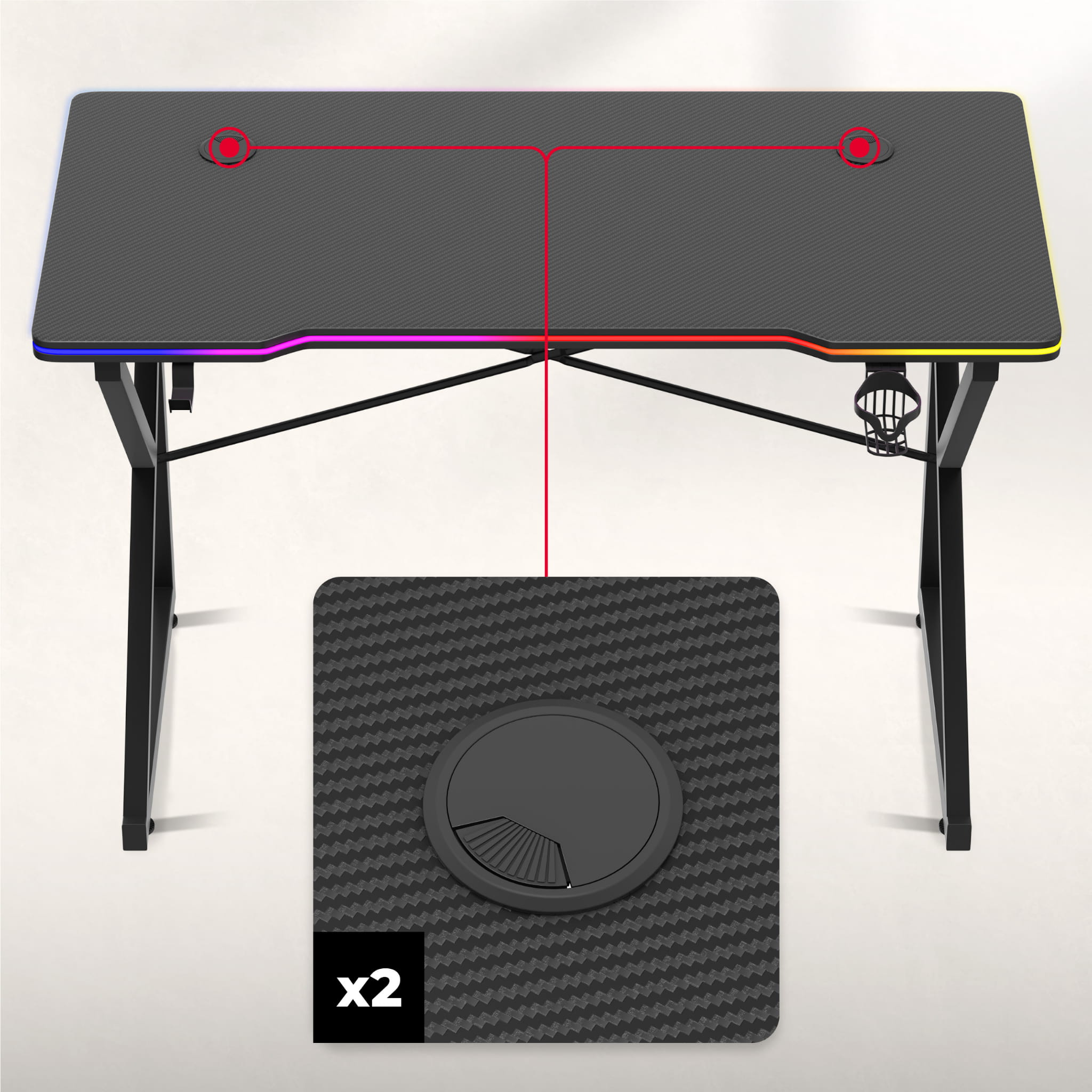 Huzaro Hero 1.7 RGB Black gamingbureau, 120 cm