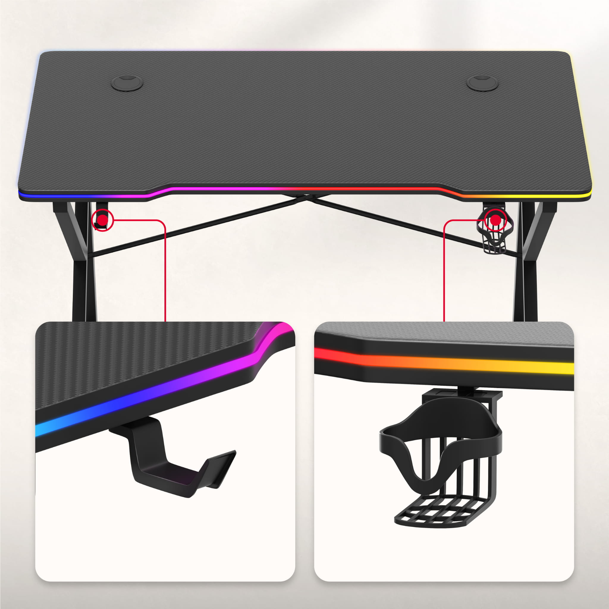 Huzaro Hero 1.7 RGB Black gamingbureau, 120 cm