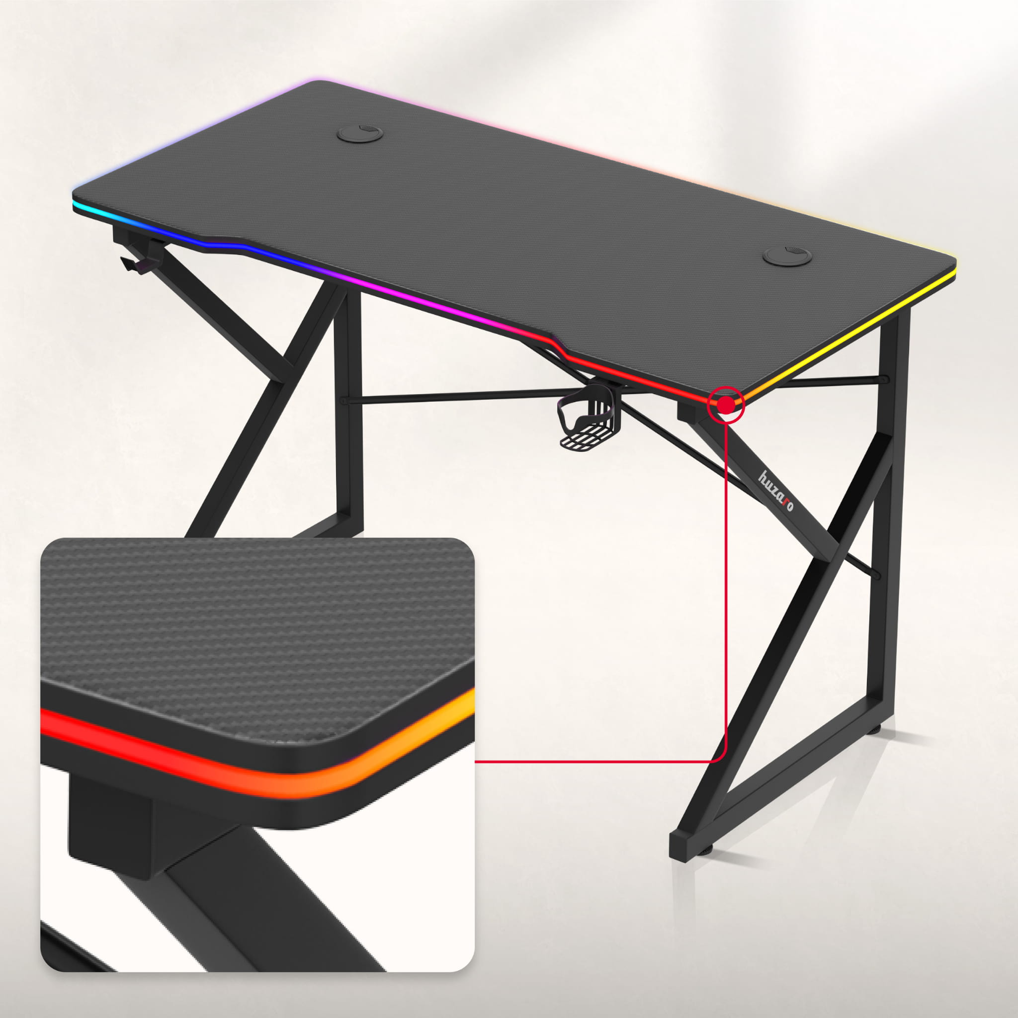 Huzaro Hero 1.7 RGB Black gamingbureau, 120 cm