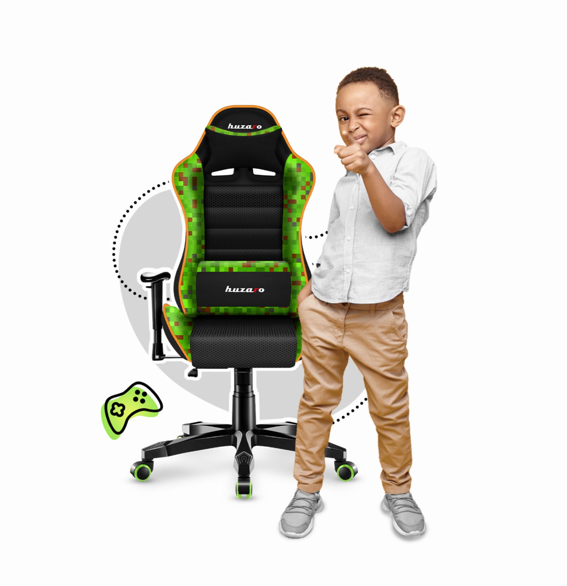 HUZARO RANGER 6.0 Pixel Mesh gamingstoel voor kinderen