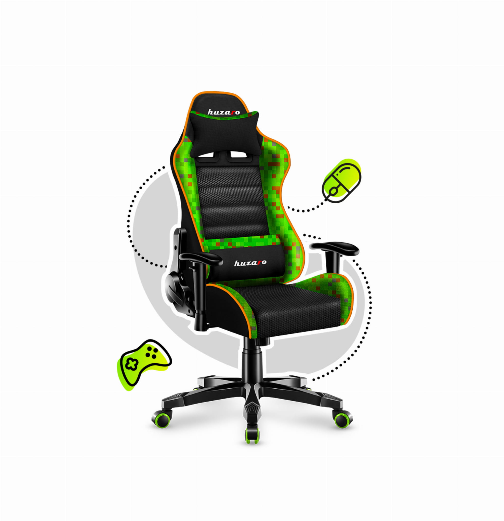 HUZARO RANGER 6.0 Pixel Mesh gamingstoel voor kinderen