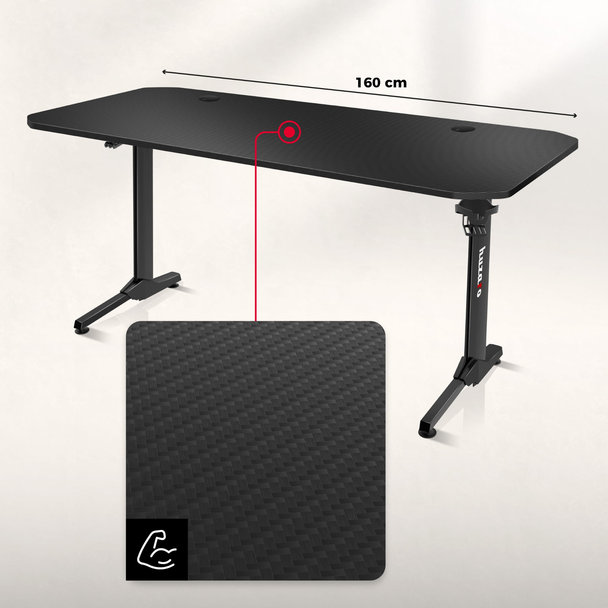 Huzaro Hero 4.7 Black gamingbureau, 160 cm