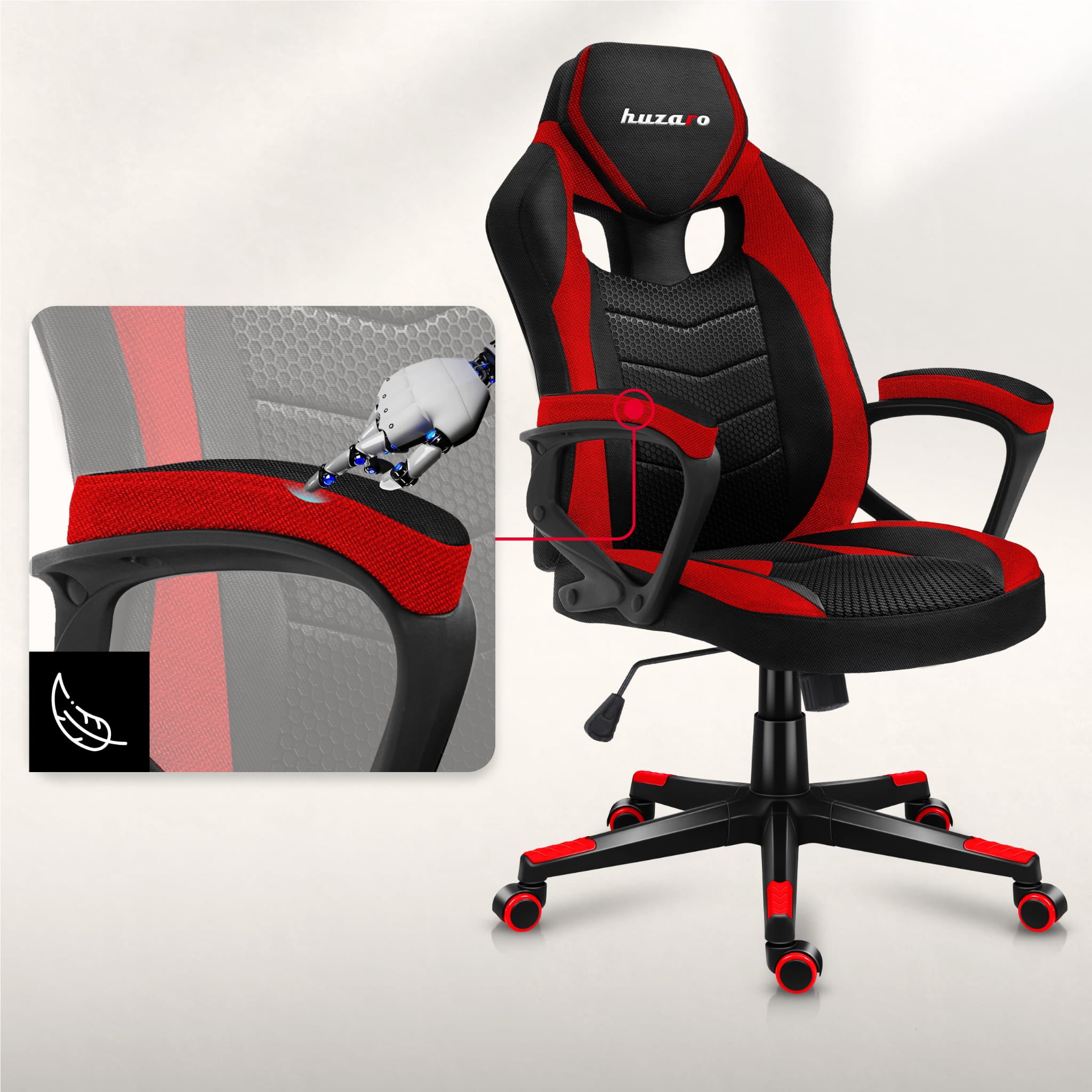 HUZARO FORCE 2.5 Red Mesh gamingstoel