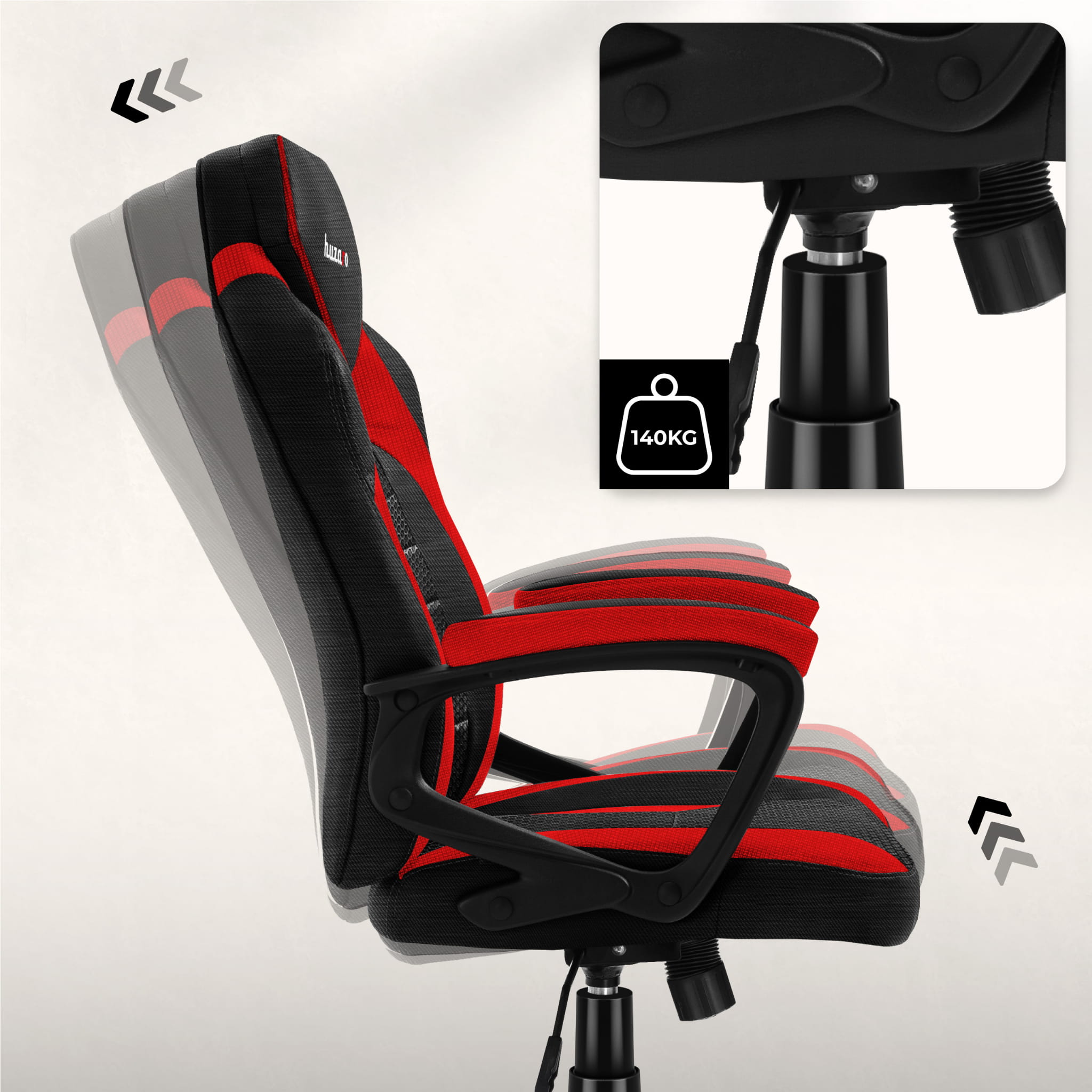 HUZARO FORCE 2.5 Red Mesh gamingstoel