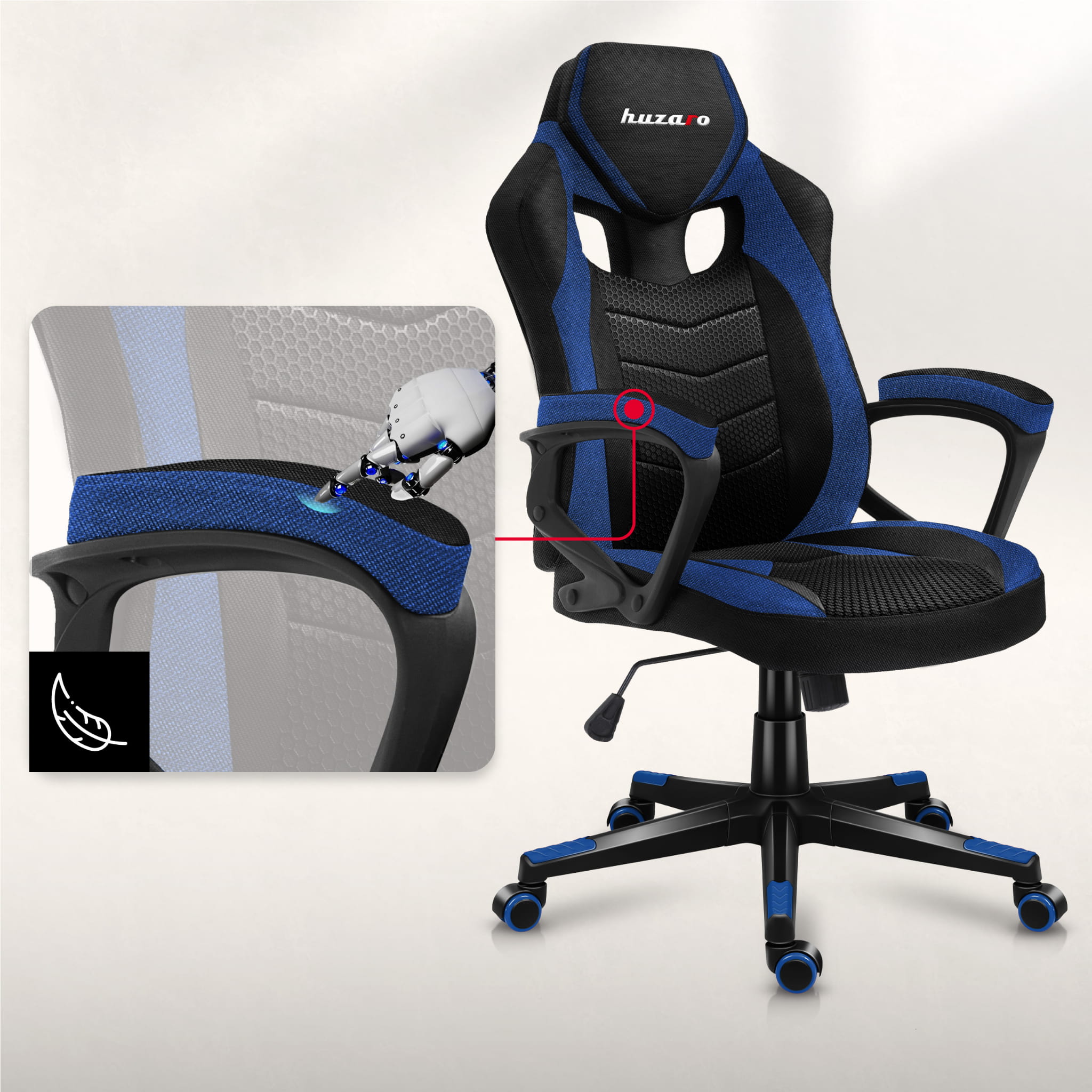 HUZARO FORCE 2.5 Blue Mesh gamingstoel
