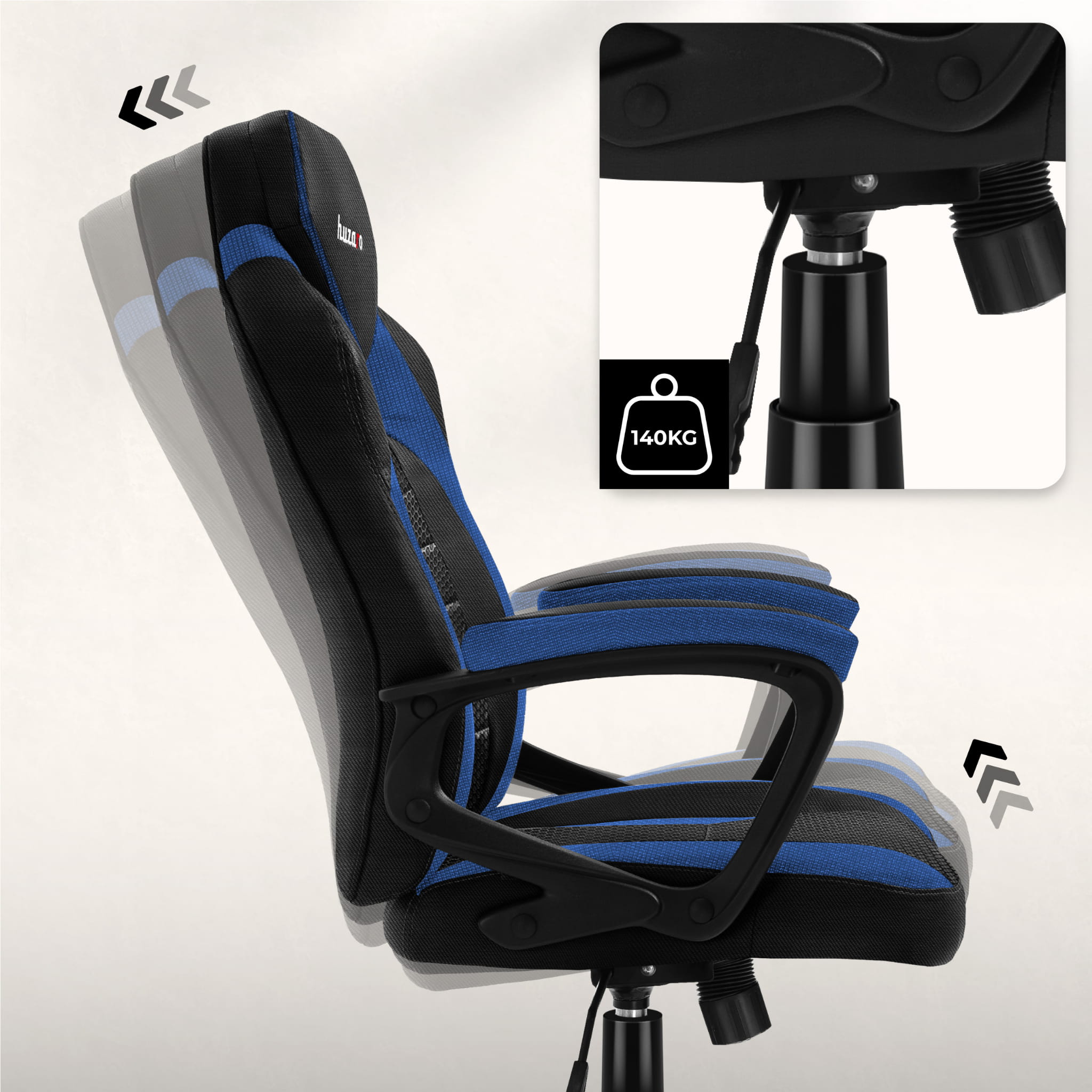 HUZARO FORCE 2.5 Blue Mesh gamingstoel