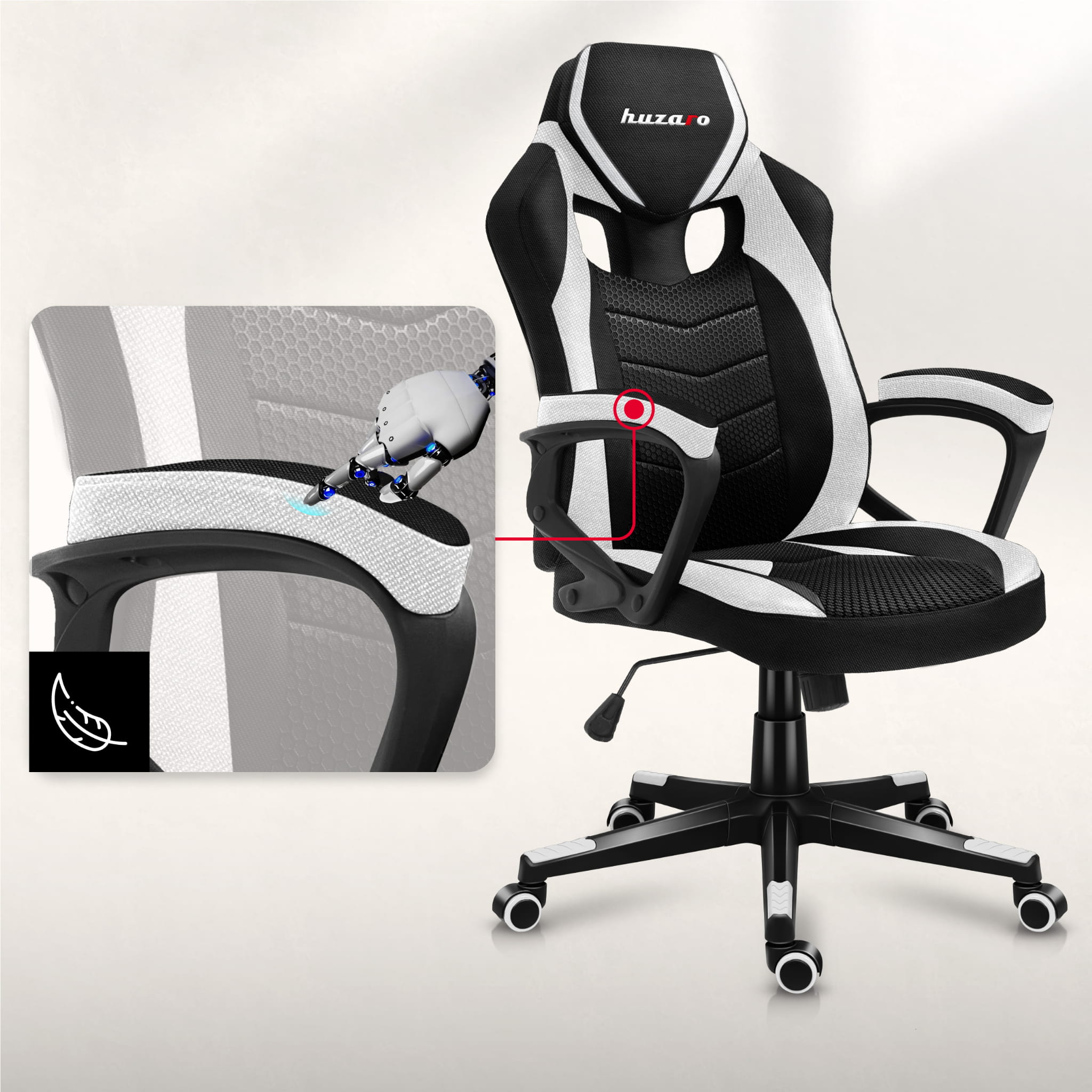 Huzaro Force 2.5 White Mesh gamingstoel