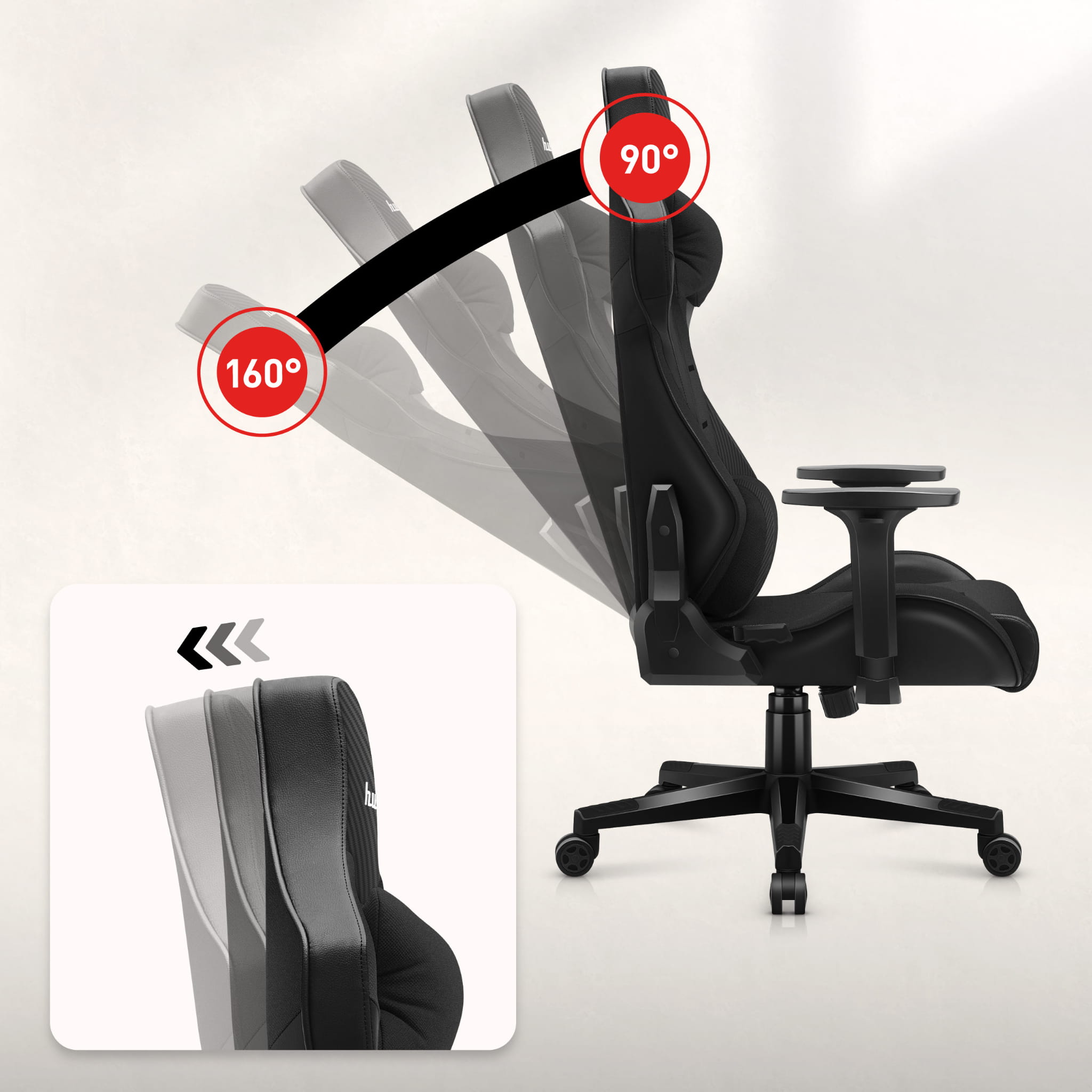 HUZARO FORCE 7.6 Black gamingstoel