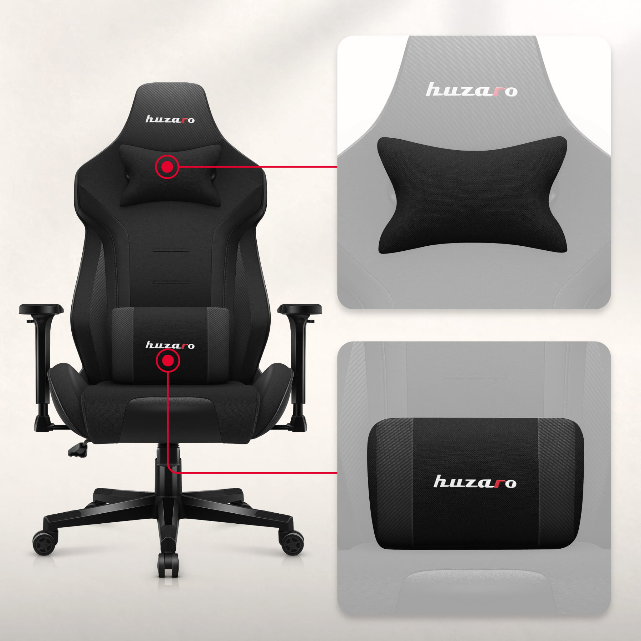 HUZARO FORCE 7.6 Black gamingstoel