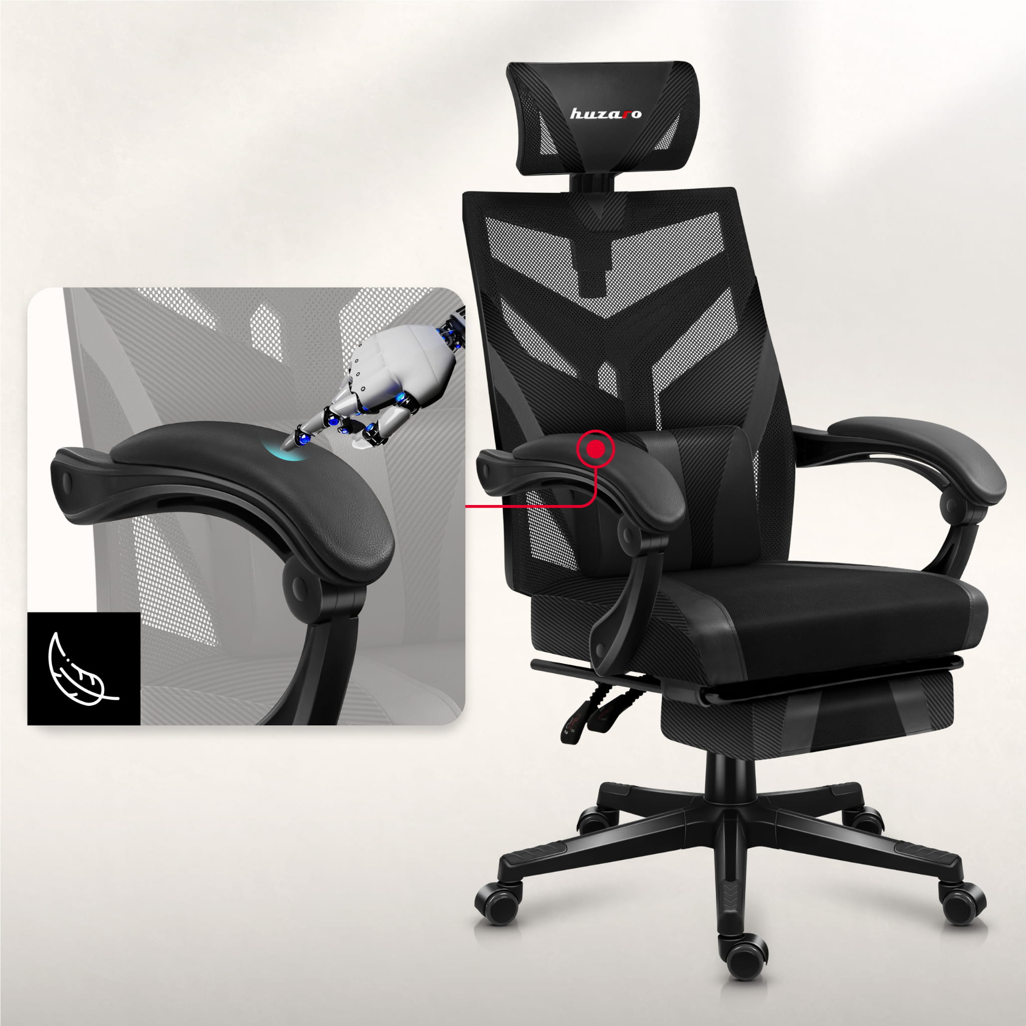 HUZARO COMBAT 5.0 Black gamingstoel