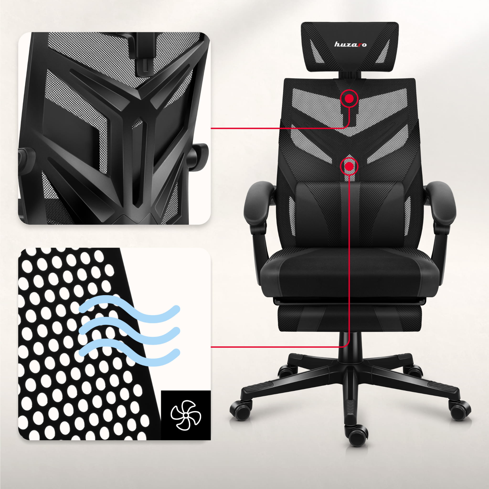 HUZARO COMBAT 5.0 Black gamingstoel