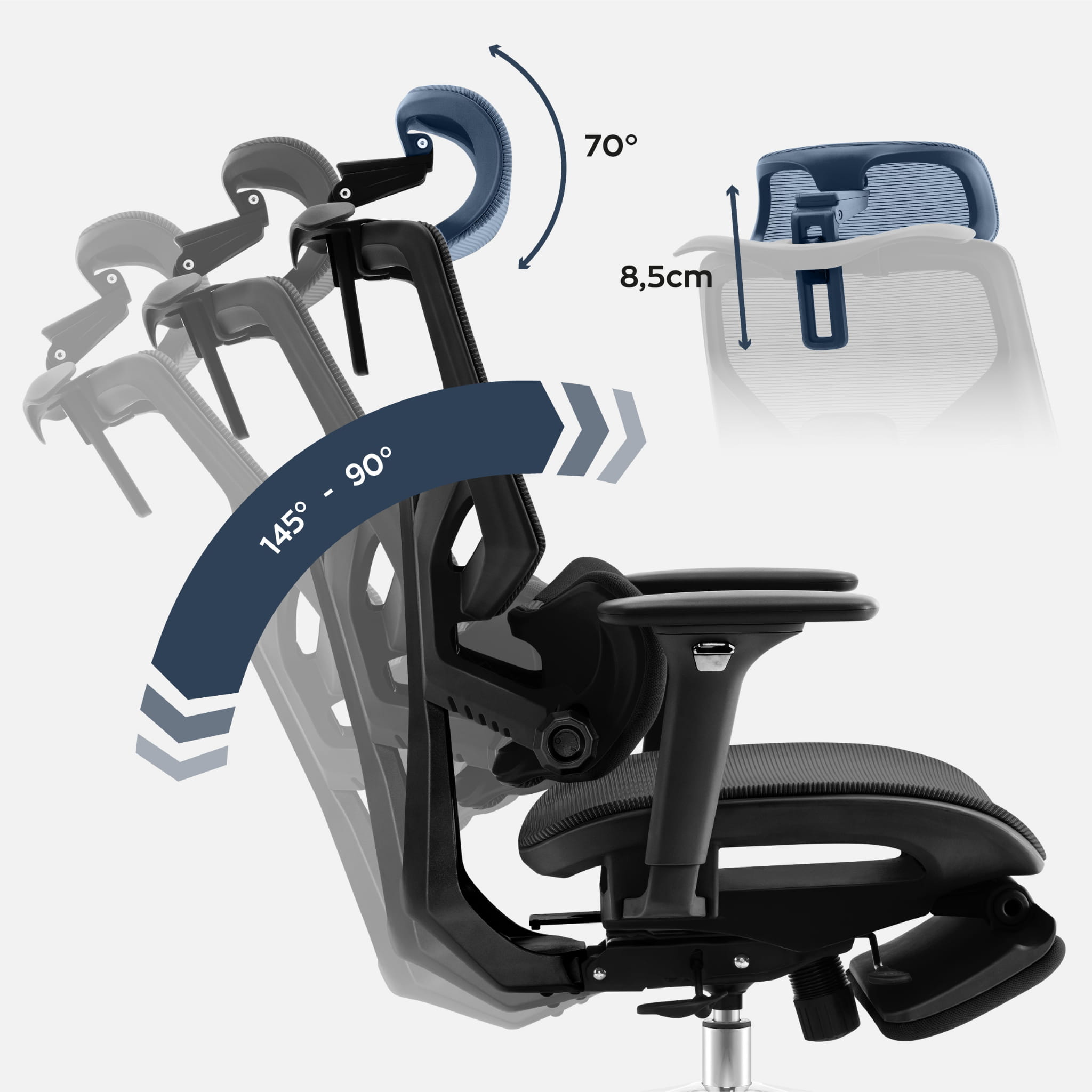 Ergonomische bureaustoel Mark Adler Expert 8.7 Black Mesh