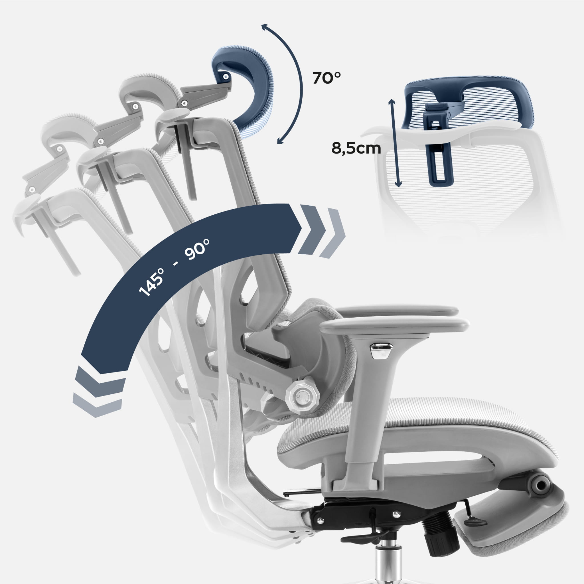Ergonomische bureaustoel Mark Adler Expert 8.7 Grey Mesh