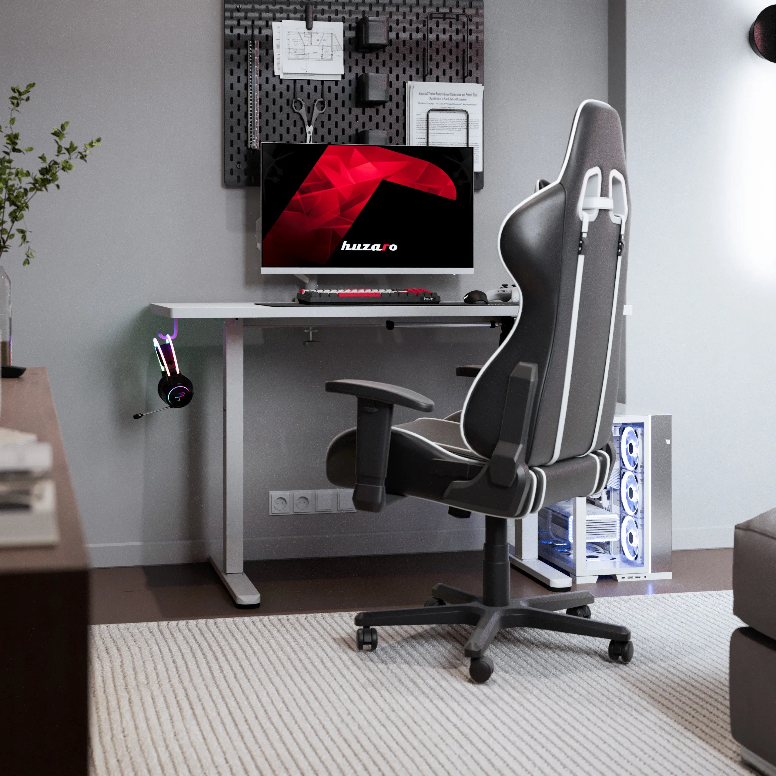 Huzaro Hero 8.1 White elektrisch gamingbureau, 120 cm