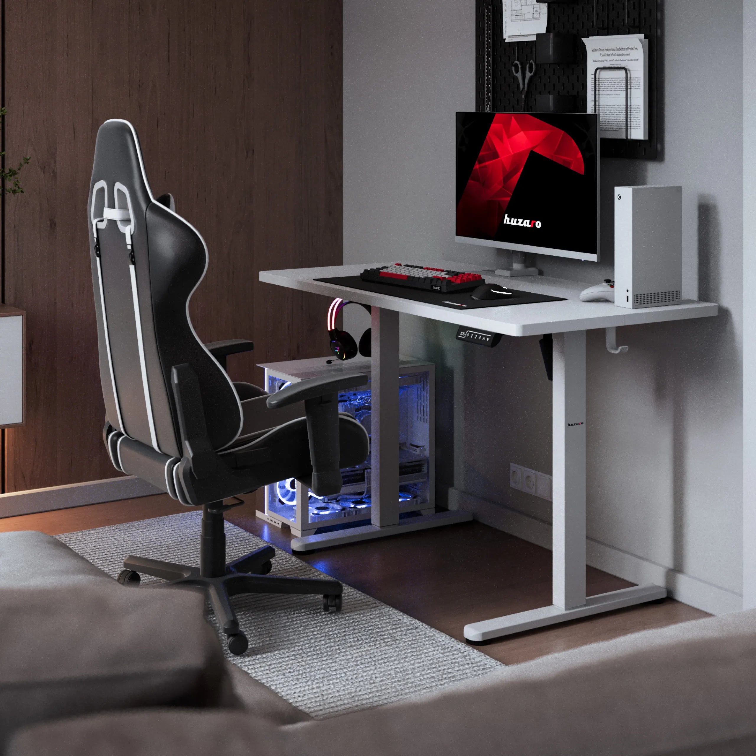 Huzaro Hero 8.1 White elektrisch gamingbureau, 120 cm