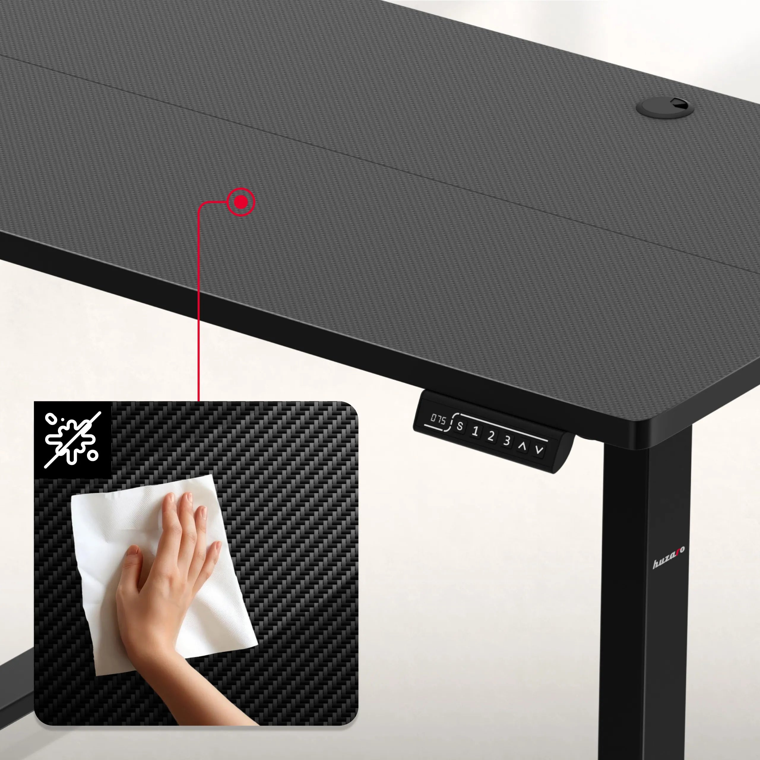 Huzaro Hero 8.1 Black elektrisch gamingbureau, 120 cm