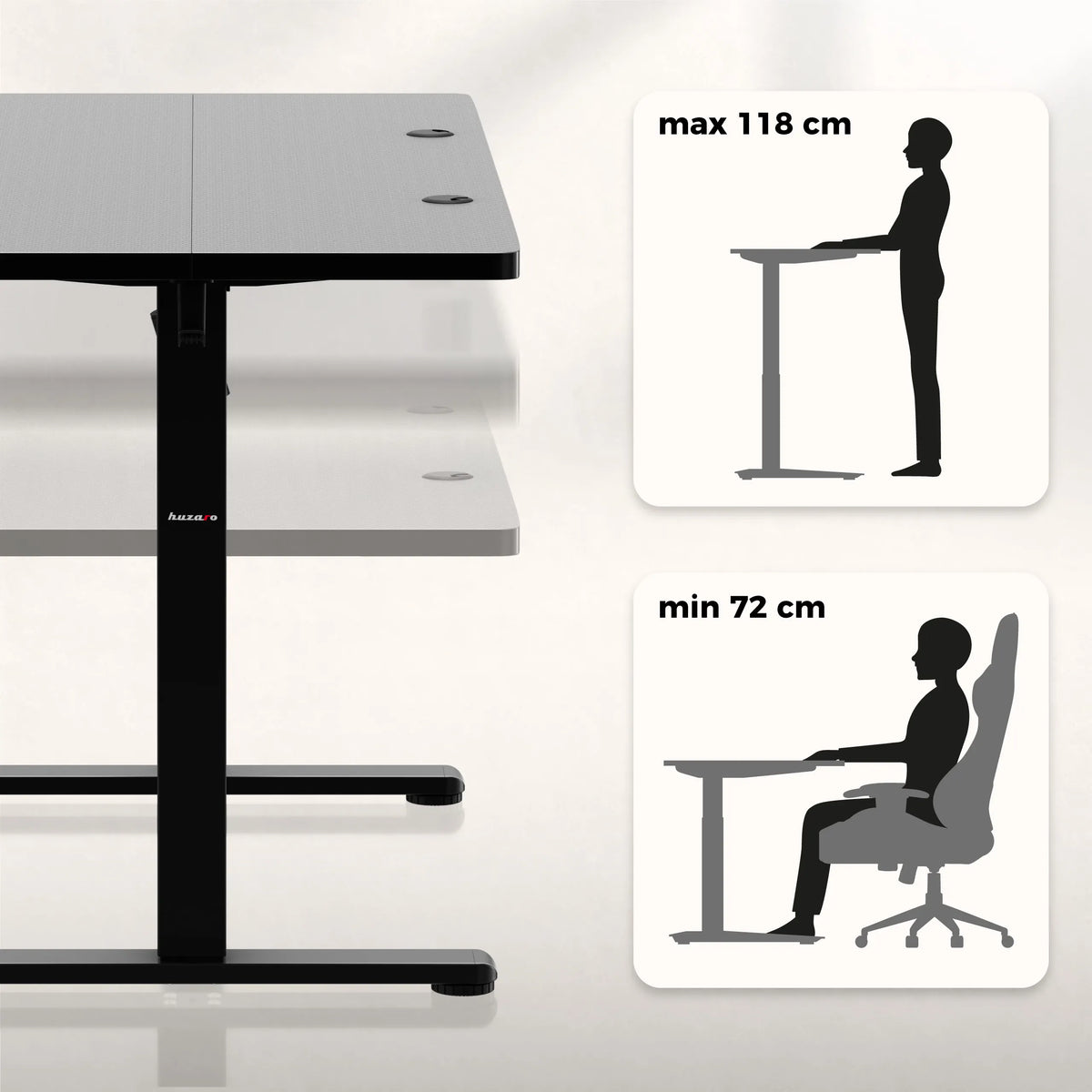 Huzaro Hero 8.1 Black elektrisch gamingbureau, 120 cm