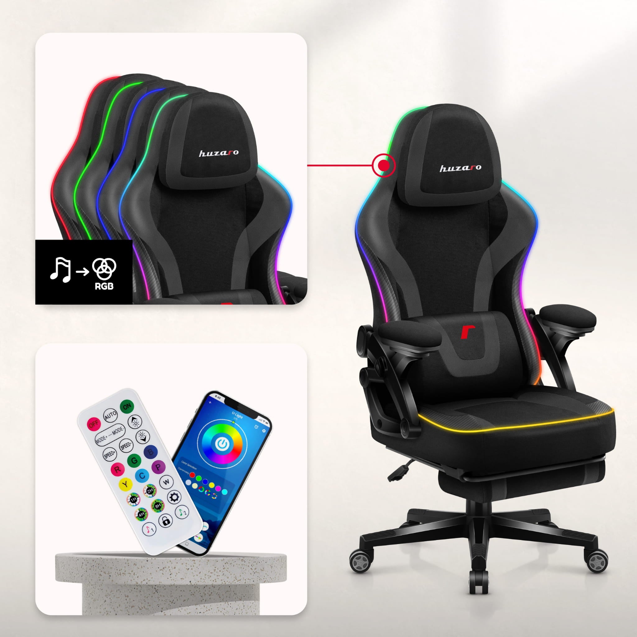 Huzaro Force 4.6 Black RGB Smart gamingstoel