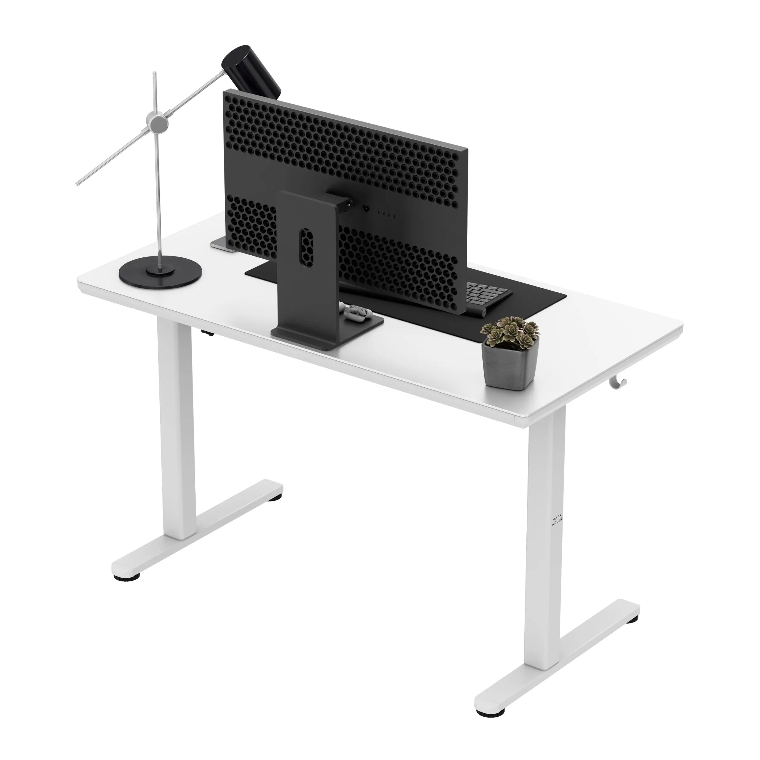 Elektrisch verstelbaar bureau met glazen blad Mark Adler Leader 8.5 White