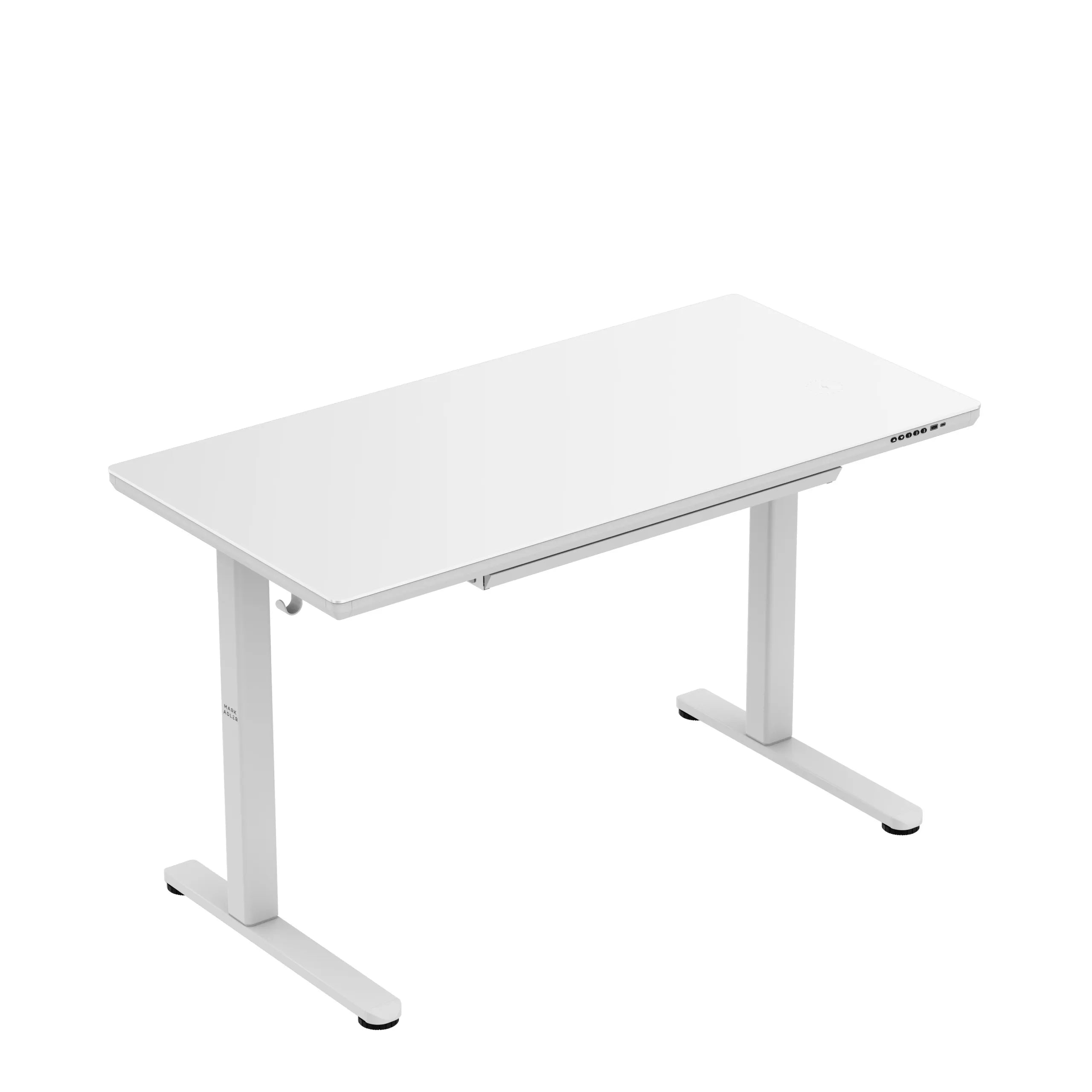 Elektrisch verstelbaar bureau met glazen blad Mark Adler Leader 8.5 White