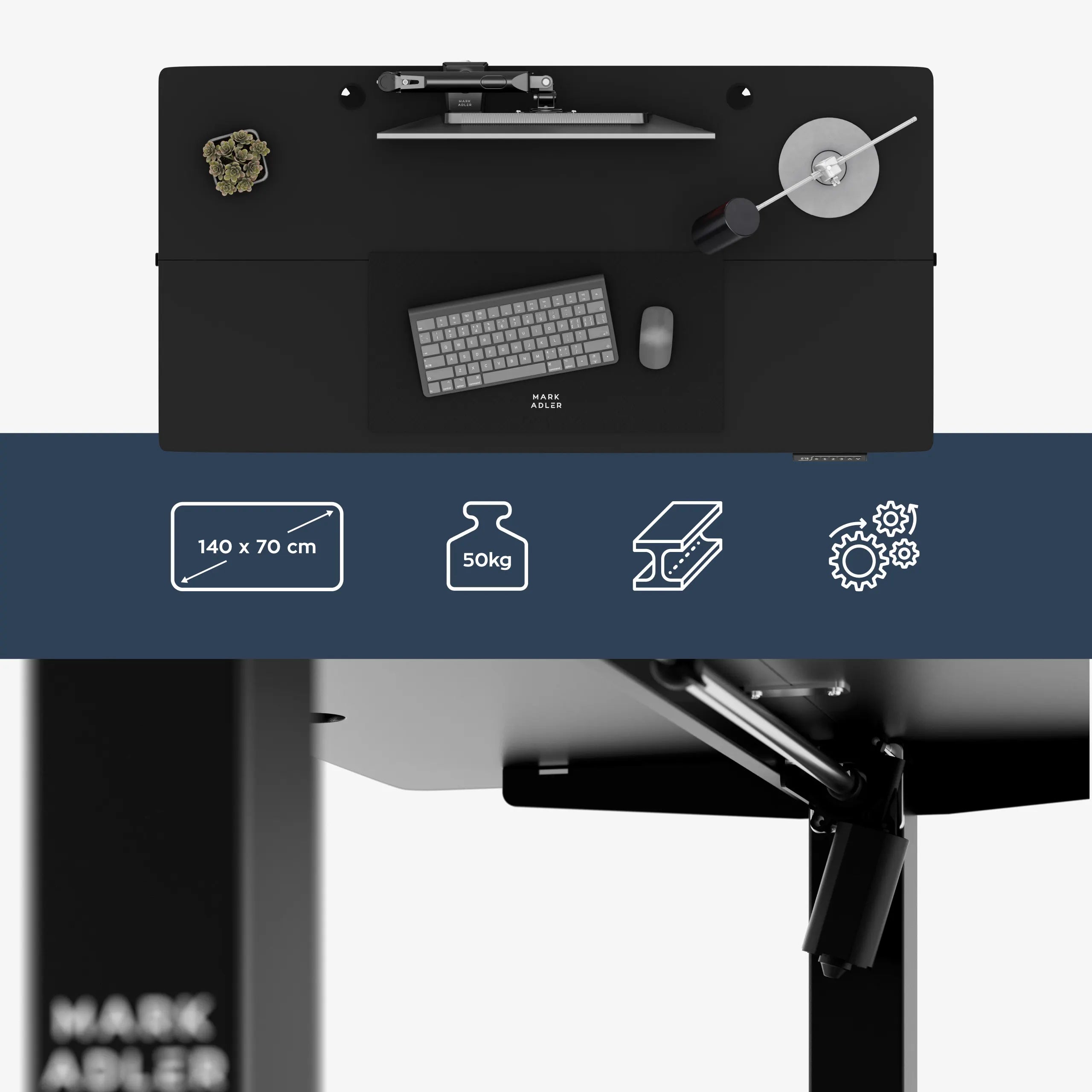 Mark Adler Leader 7.3 Black elektrisch verstelbaar bureau, 140 cm