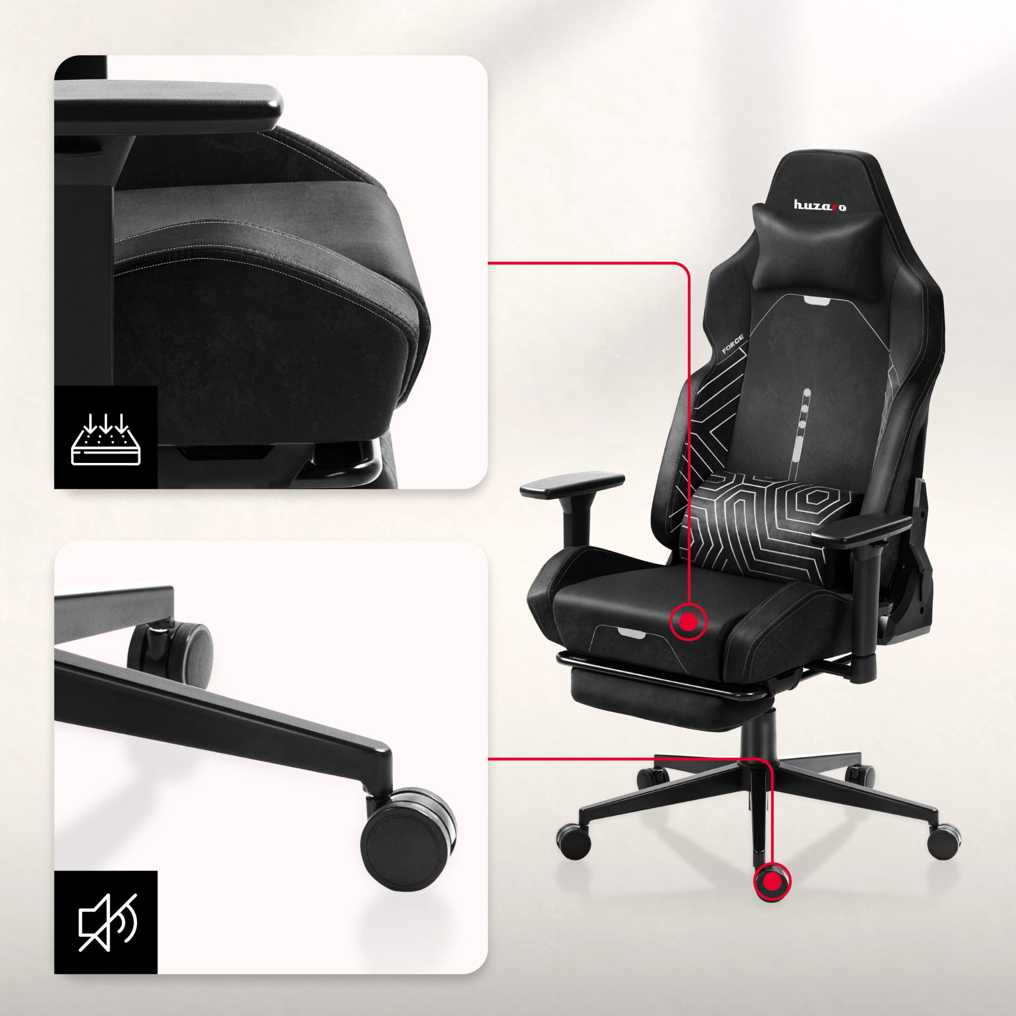 HUZARO FORCE 8.1 Black gamingstoel