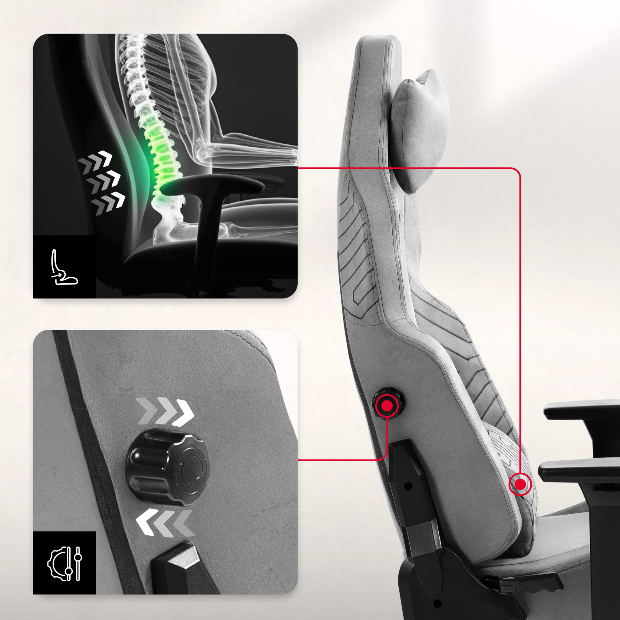 HUZARO FORCE 8.1 Grey gamingstoel