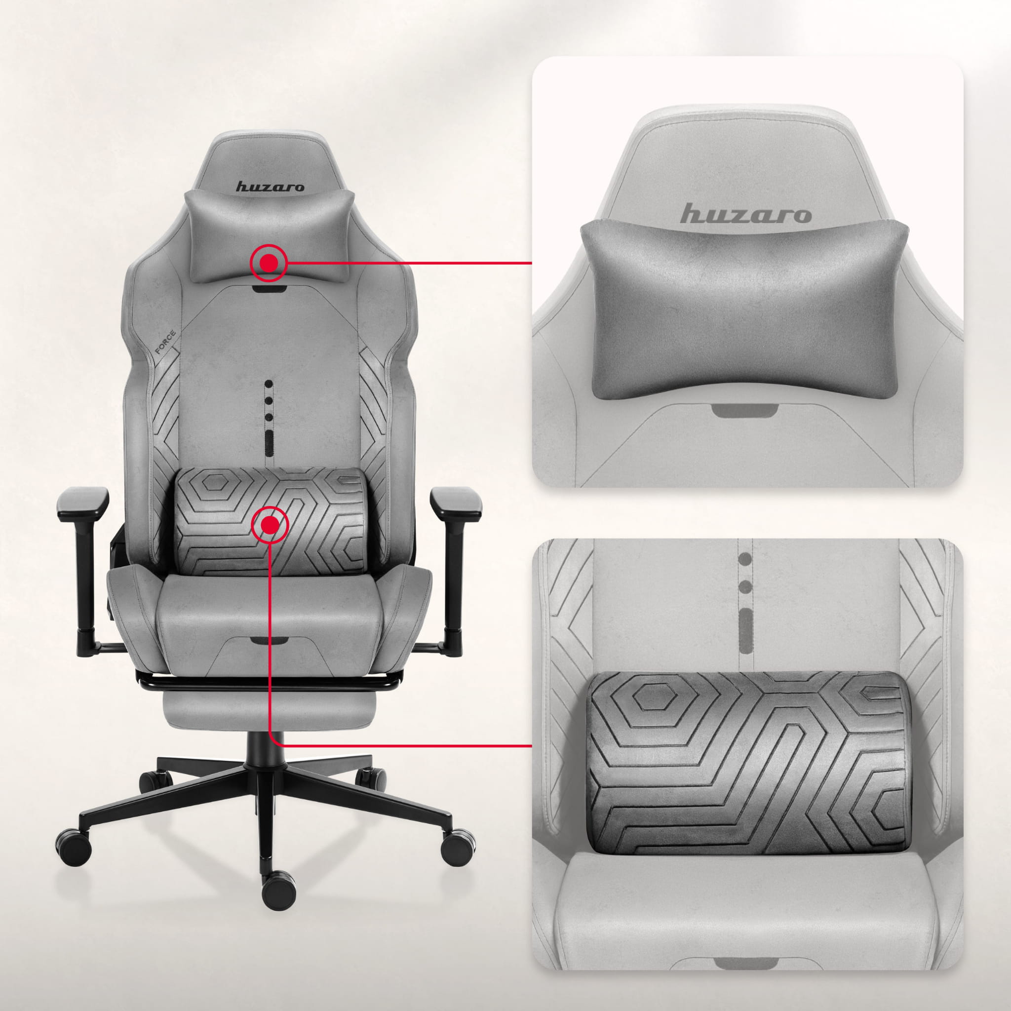 HUZARO FORCE 8.1 Grey gamingstoel