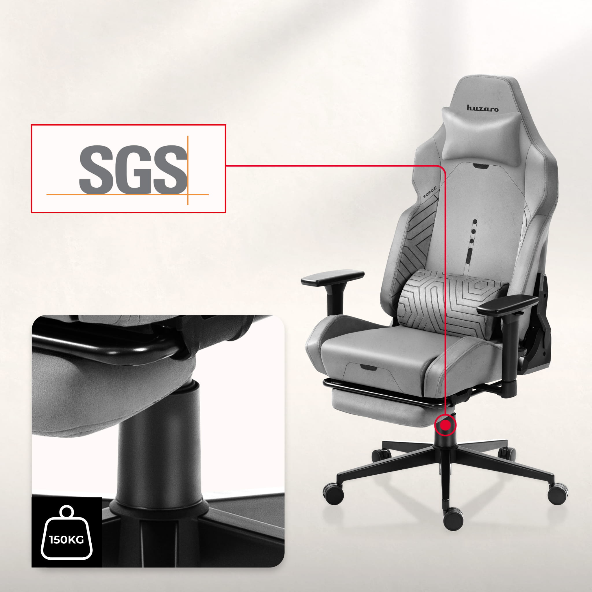 HUZARO FORCE 8.1 Grey gamingstoel