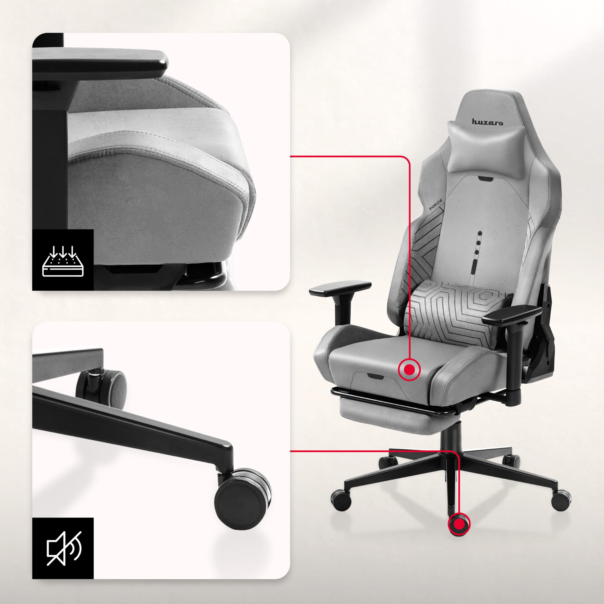 HUZARO FORCE 8.1 Grey gamingstoel