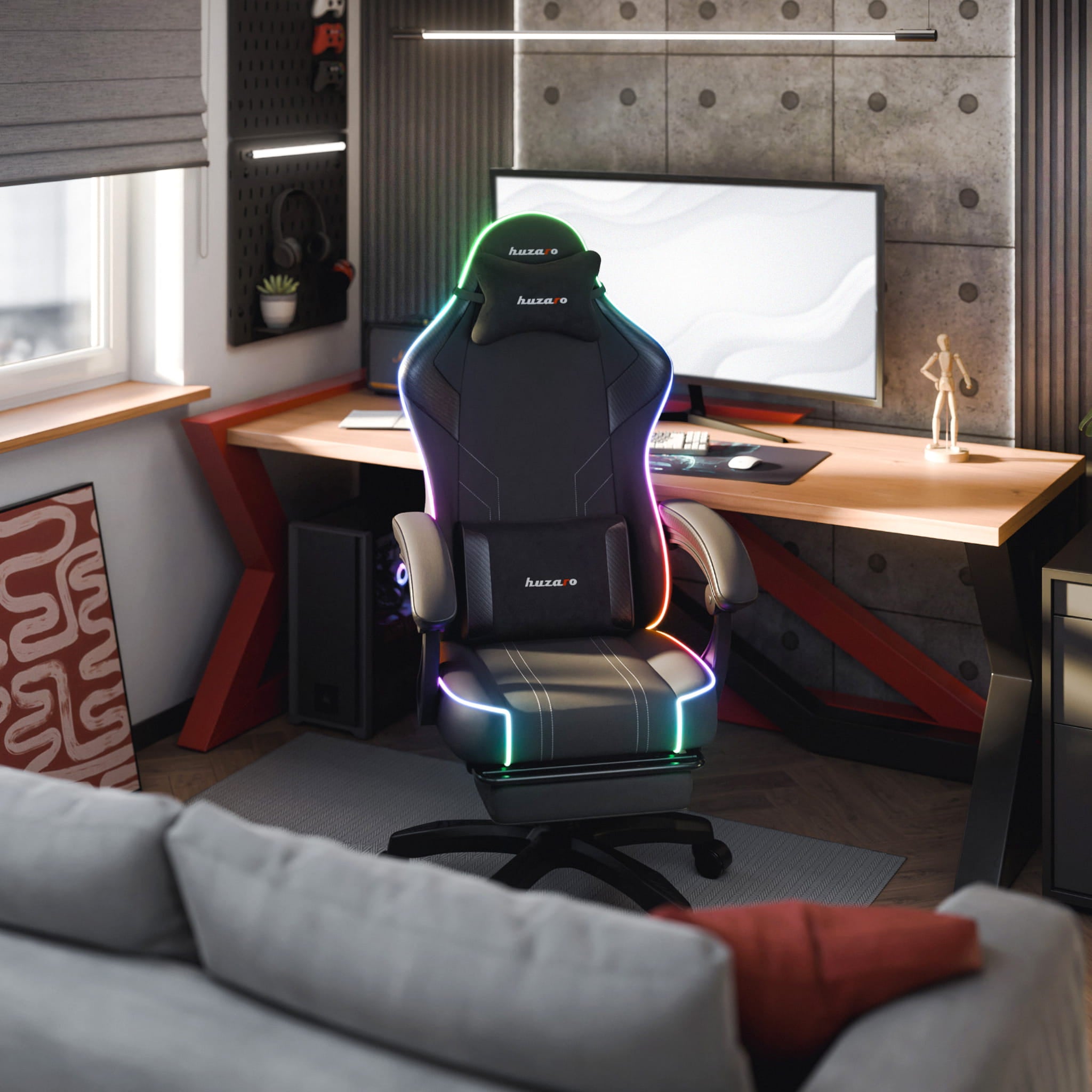 Huzaro Force 3.7 RGB Black gamingstoel