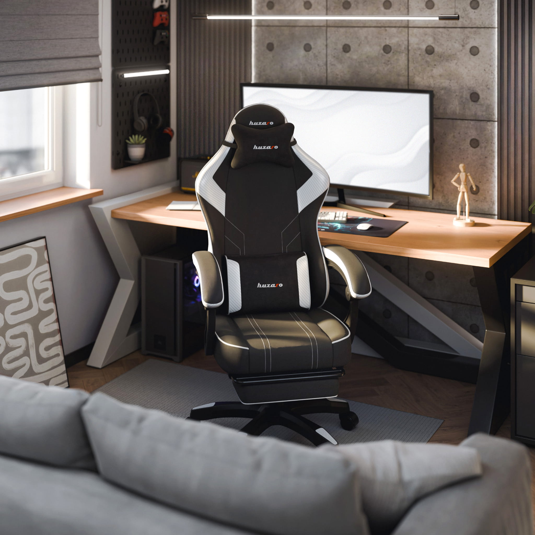Huzaro Force 3.7 White Carbon gamingstoel