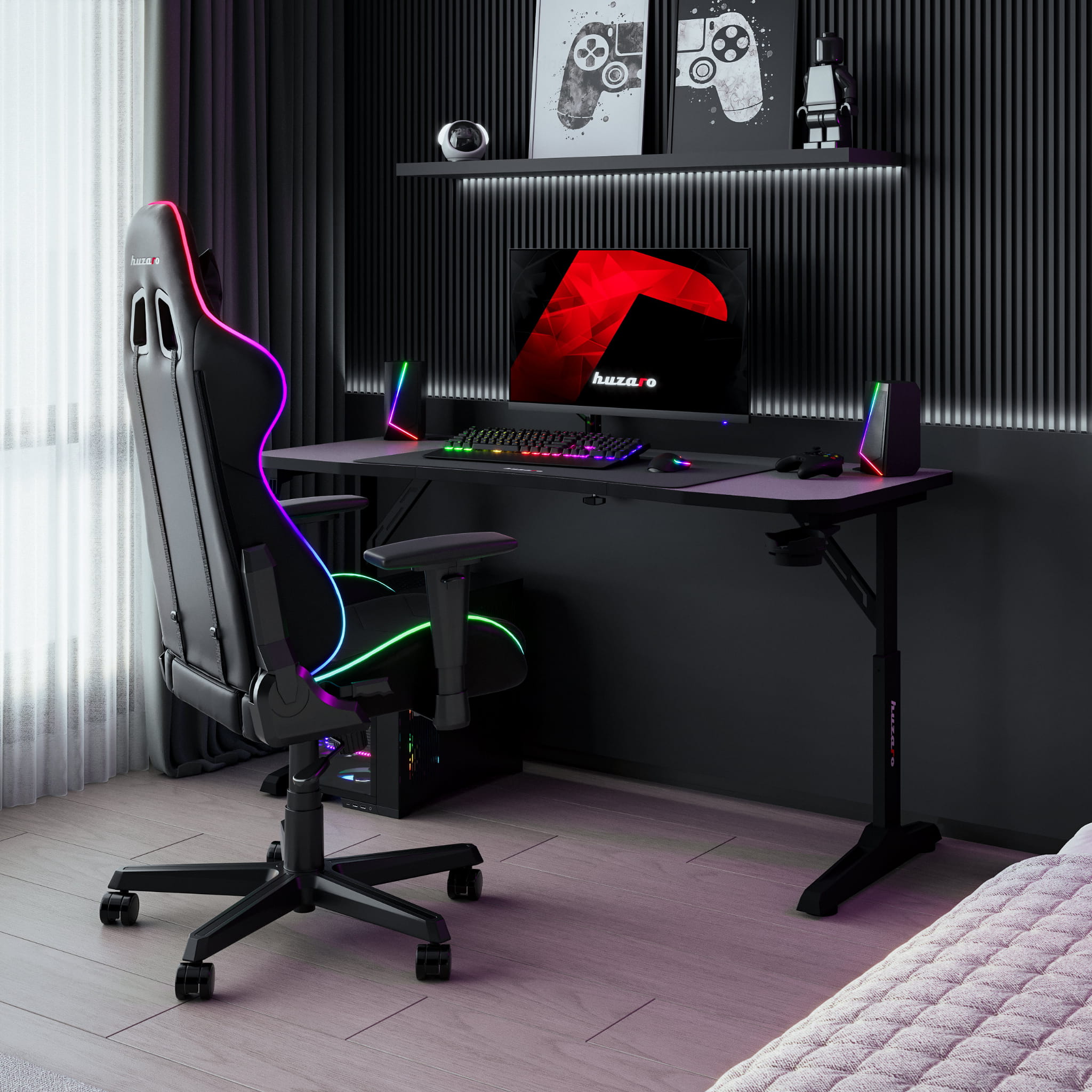 Huzaro Hero 3.6 Black gamingbureau, 140 cm