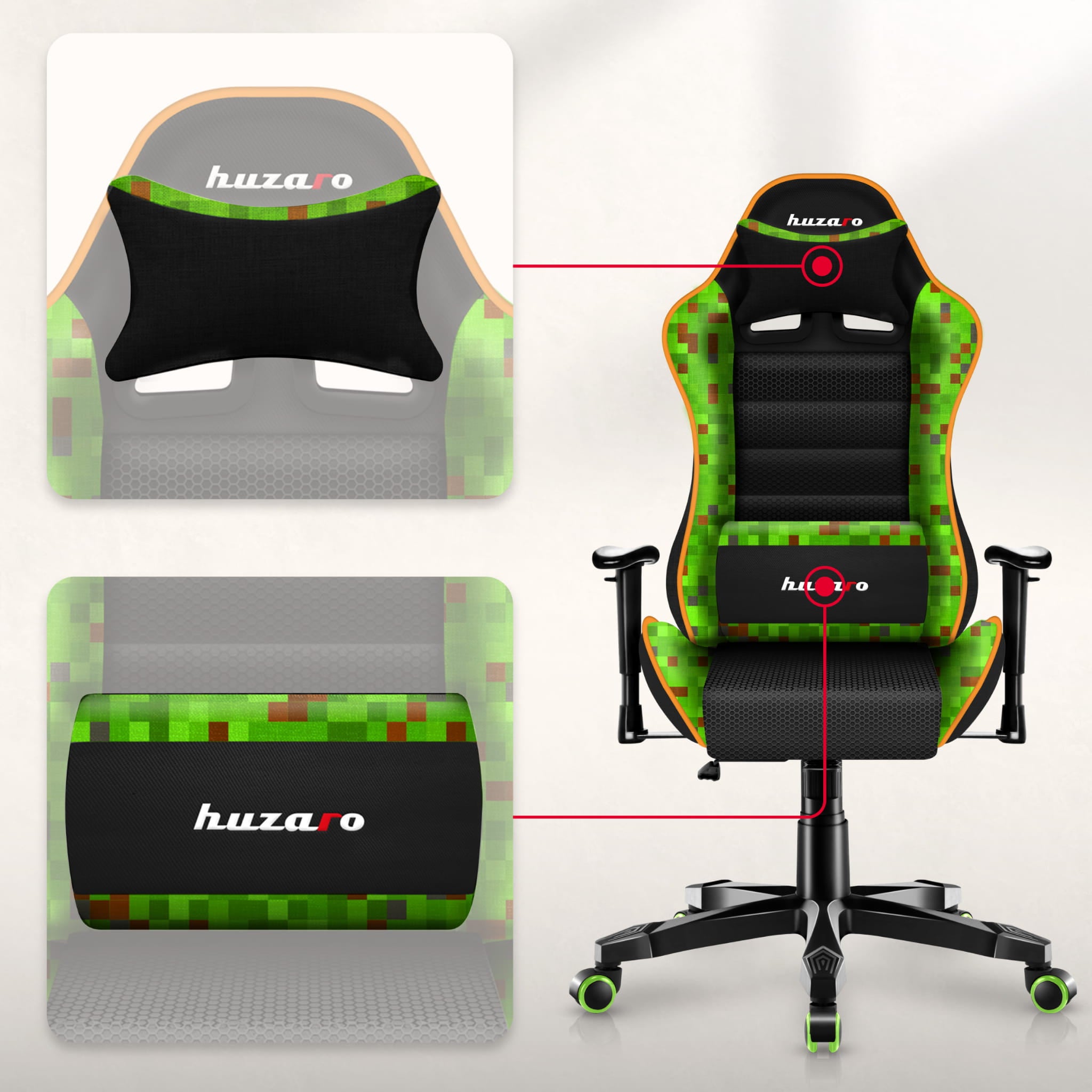HUZARO RANGER 6.0 Pixel Mesh gamingstoel voor kinderen