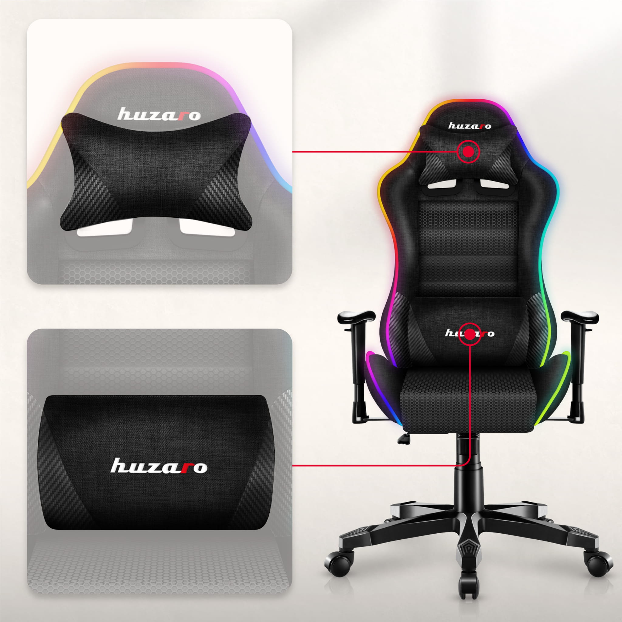 HUZARO RANGER 6.0 RGB Mesh gamingstoel voor kinderen